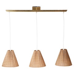 Paavo Tynell Brass and Wood Pendant Model K2-59 for Taito Oy, 1940s