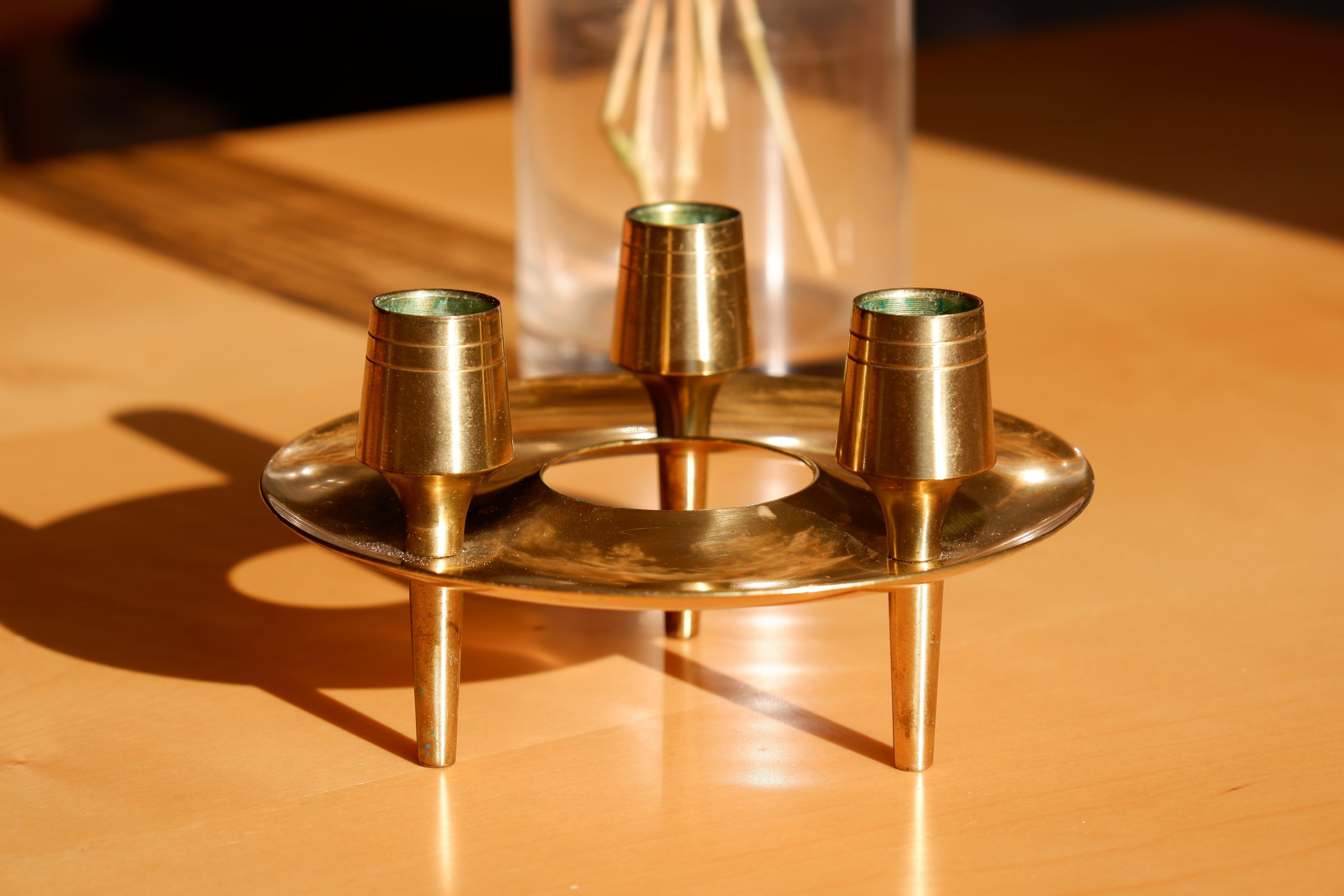 Finnish Paavo Tynell Brass Candle Holders for Taito For Sale
