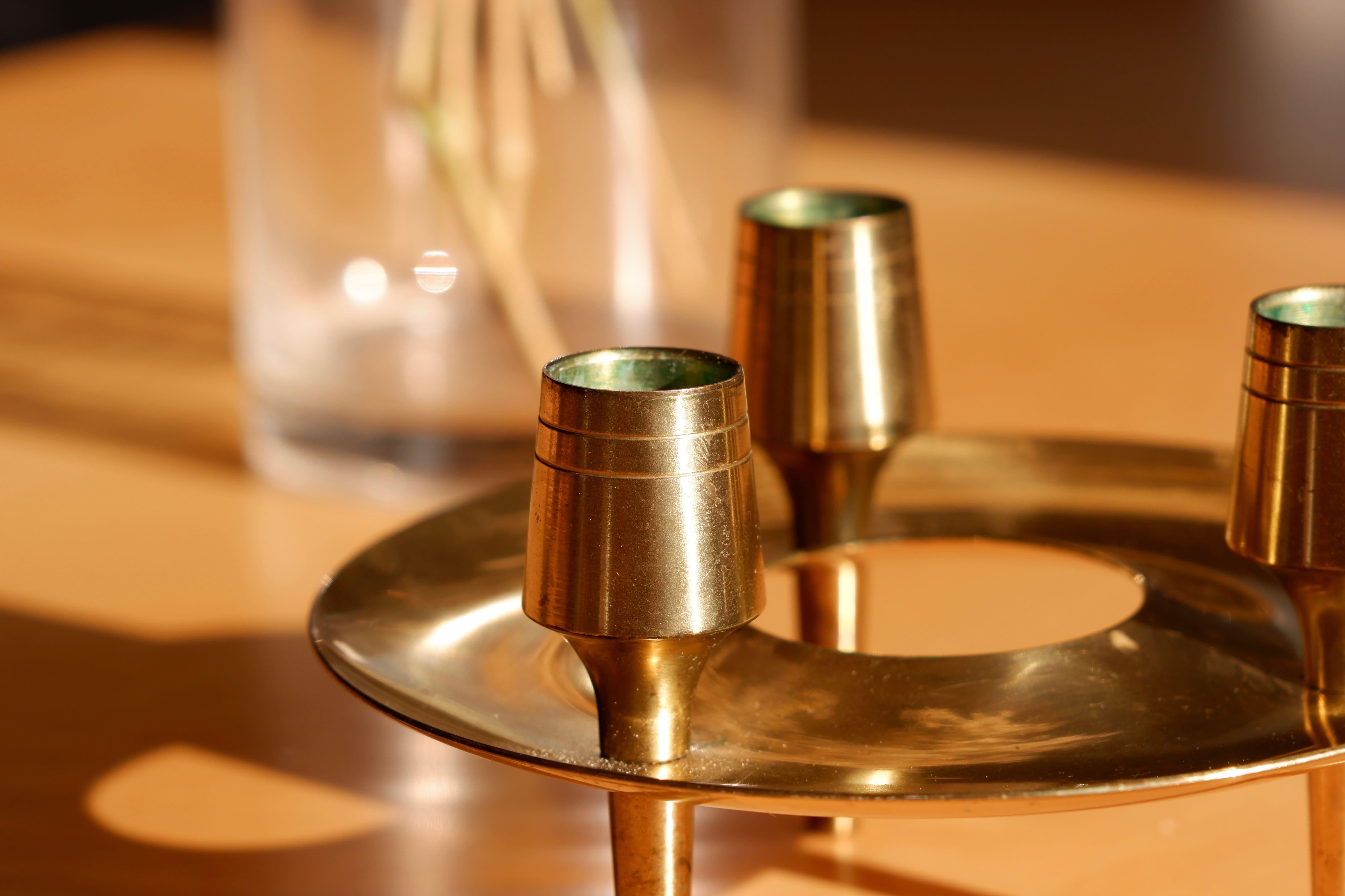 Paavo Tynell Brass Candle Holders for Taito For Sale 2