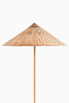 Paavo Tynell Brass, Cane Floor Lamp by Taito Oy, 1950s