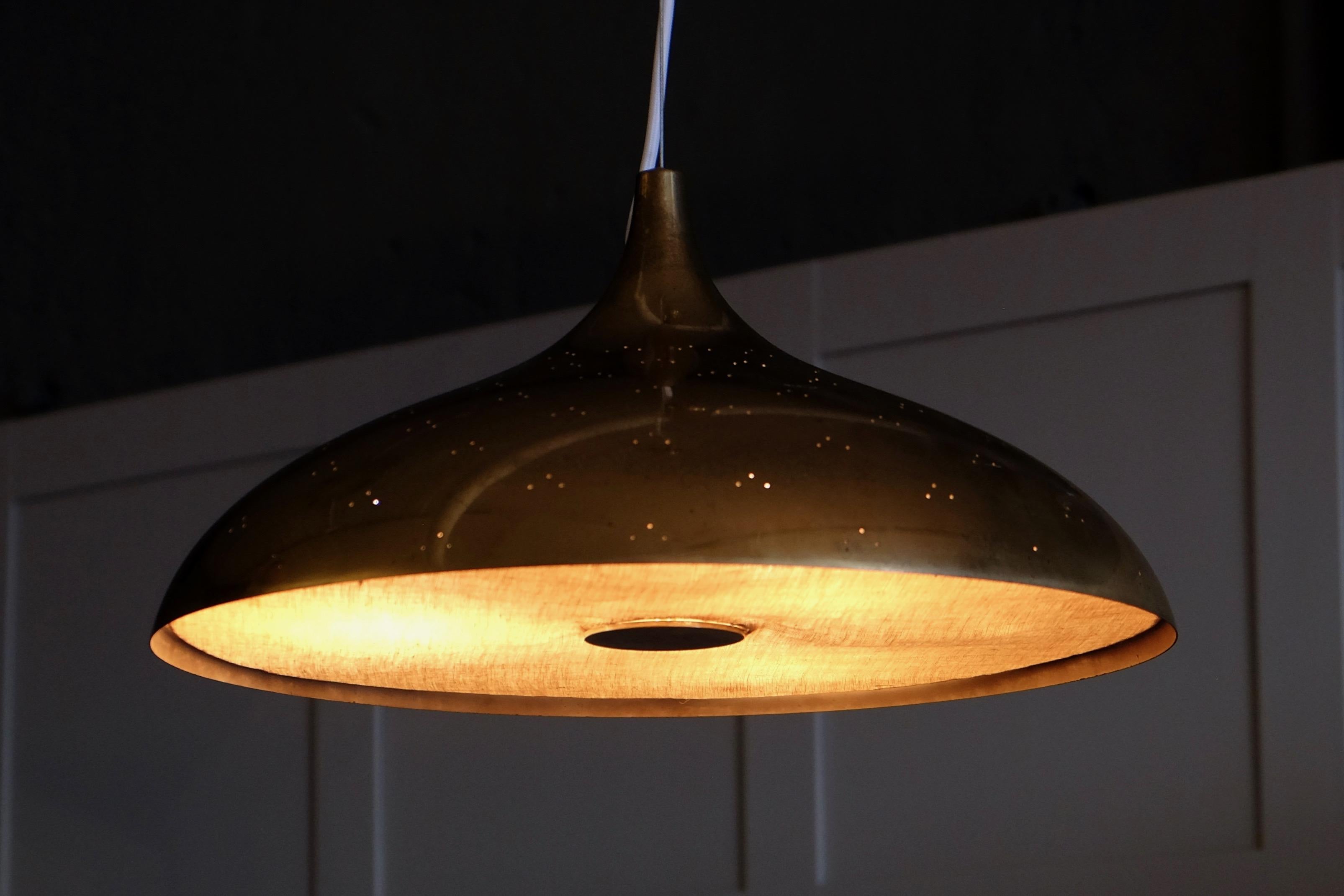 Scandinavian Modern Paavo Tynell Brass Ceiling Lamp Model 1965A, 1950s