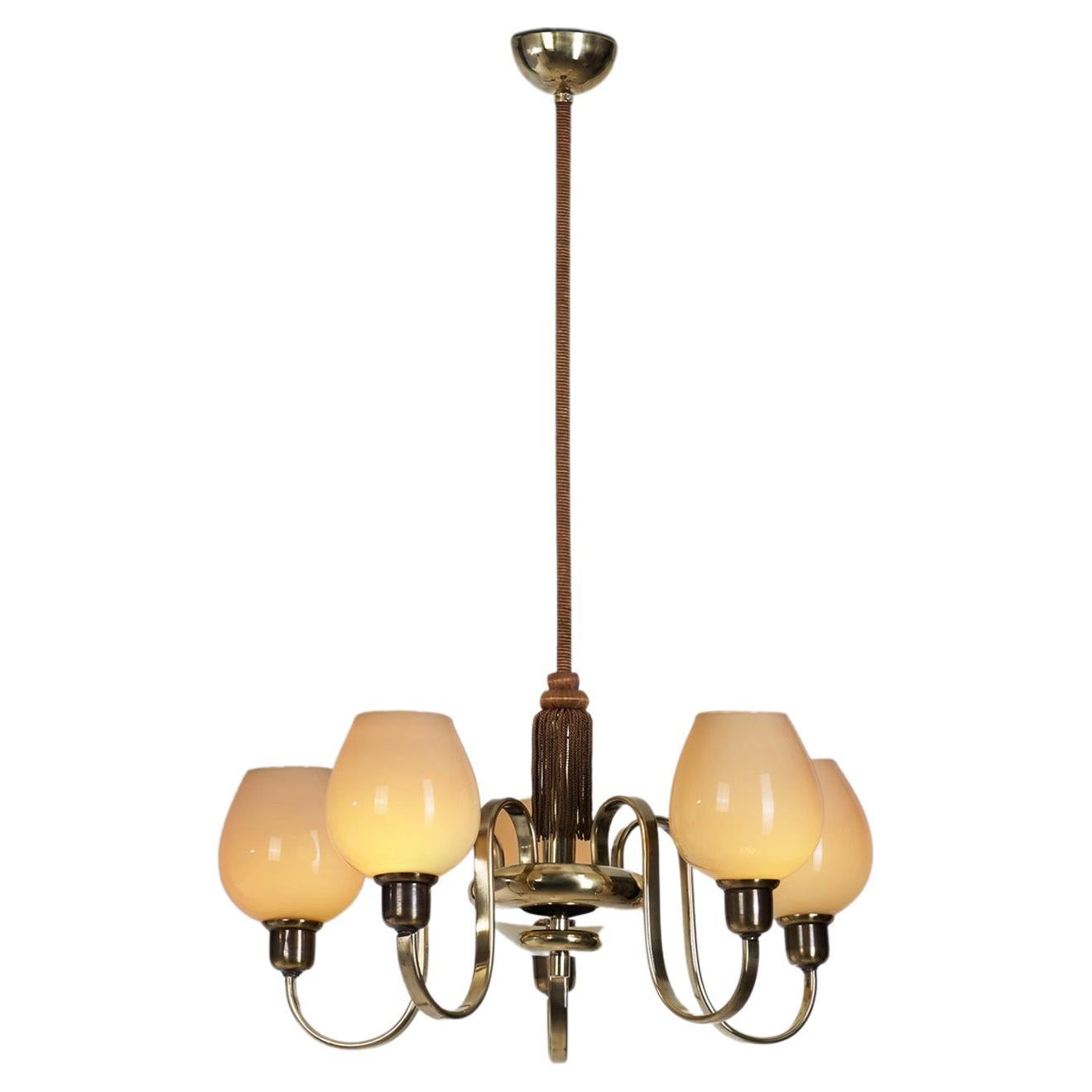 Paavo Tynell Brass Chandelier for Oy Taito AB, Finland, 1930s