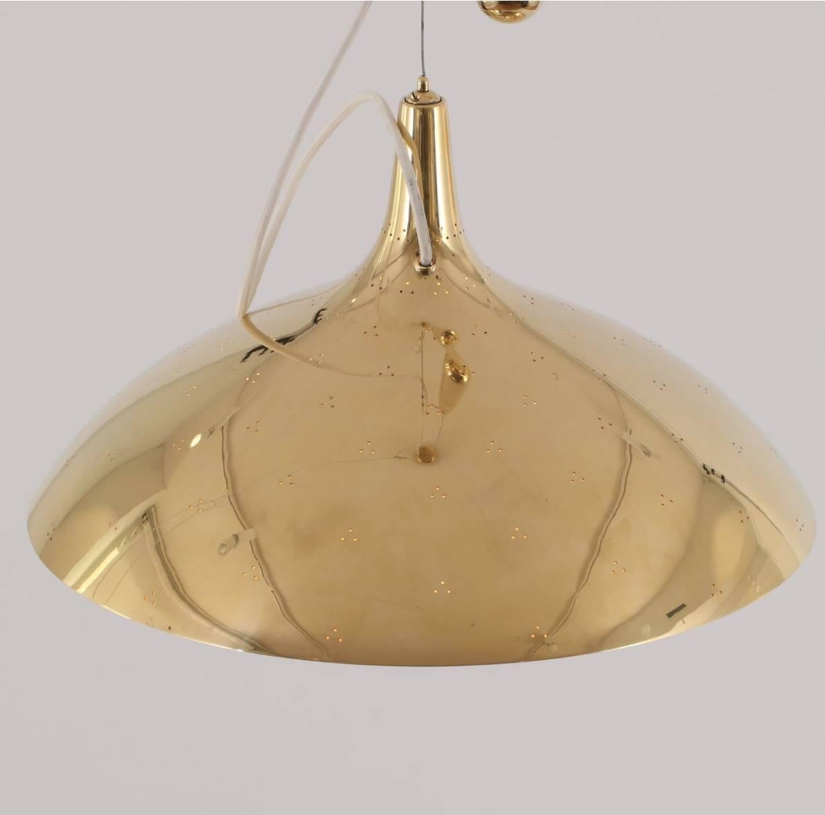 Finnish Paavo Tynell Brass Counter Weight Pendant Lamp A1965, Taito Oy, Finland, 1950s