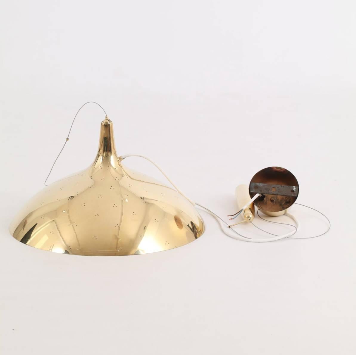 20th Century Paavo Tynell Brass Counter Weight Pendant Lamp A1965, Taito Oy, Finland, 1950s