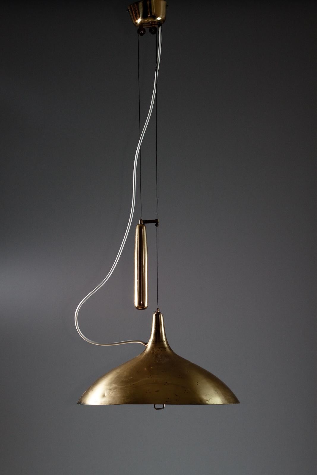 Finnish Paavo Tynell, brass counterweight light A1965 for TAITO Oy For Sale