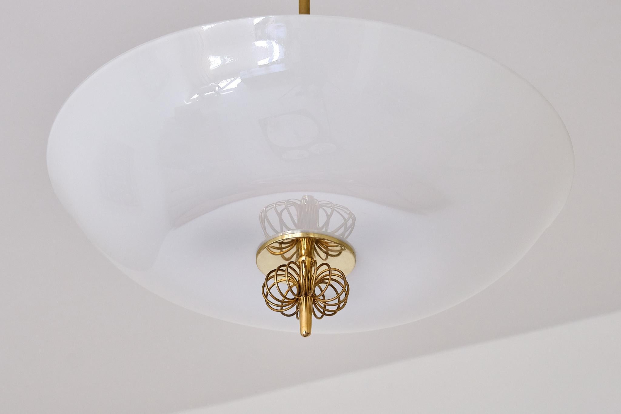 Finnish Paavo Tynell Brass Pendant Ceiling Light, Model 1088, Taito, Finland, 1940s For Sale