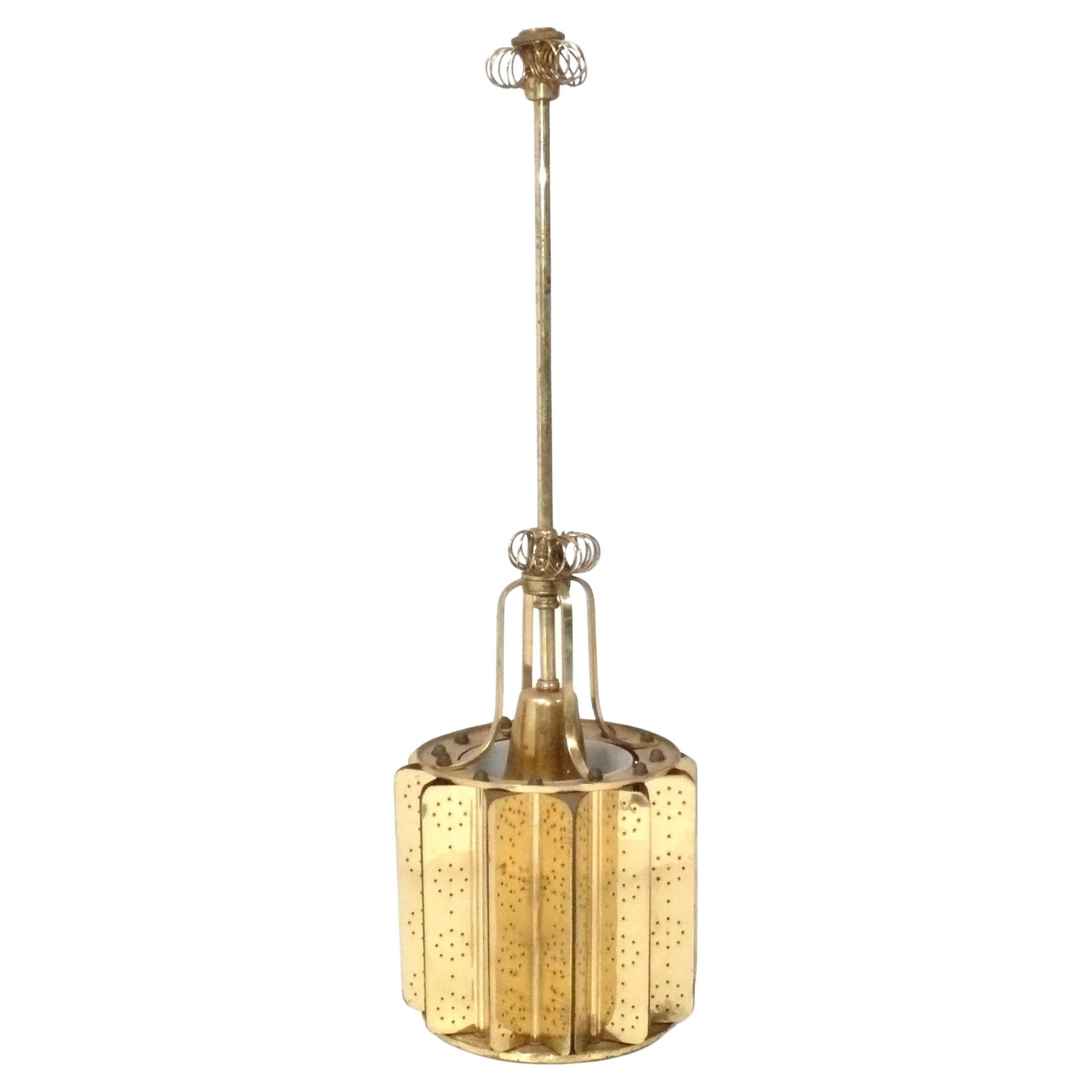 Paavo Tynell Brass Pendant Light Danish Modern Mid Century Rewired