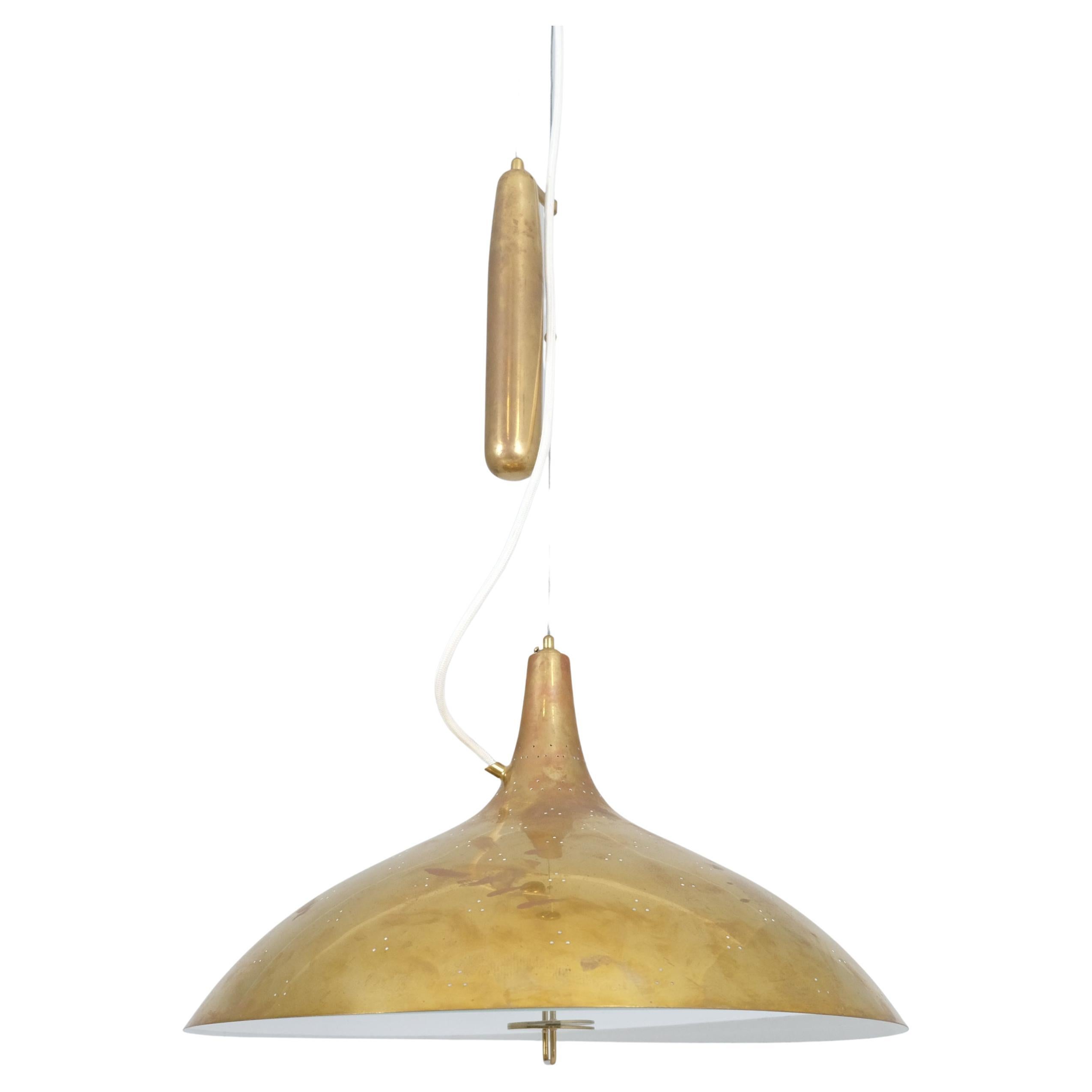 Lampada da soffitto regolabile traforata in ottone Paavo Tynell Model A1965, Idman 1950s