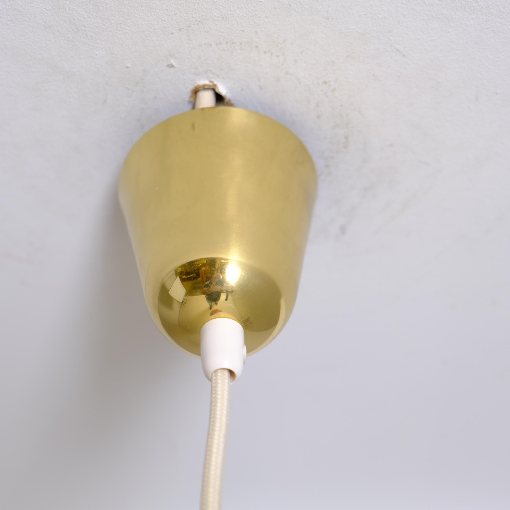 Paavo Tynell Brass & Perforated Red Metal Ceiling Lamp Model K2-58, Idman 1950s For Sale 2