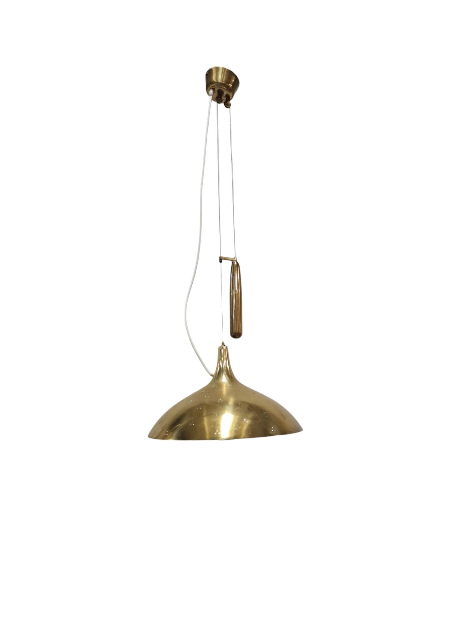 Lampada da soffitto regolabile in ottone Paavo Tynell Modello 1965, Taito 1950s in vendita 3