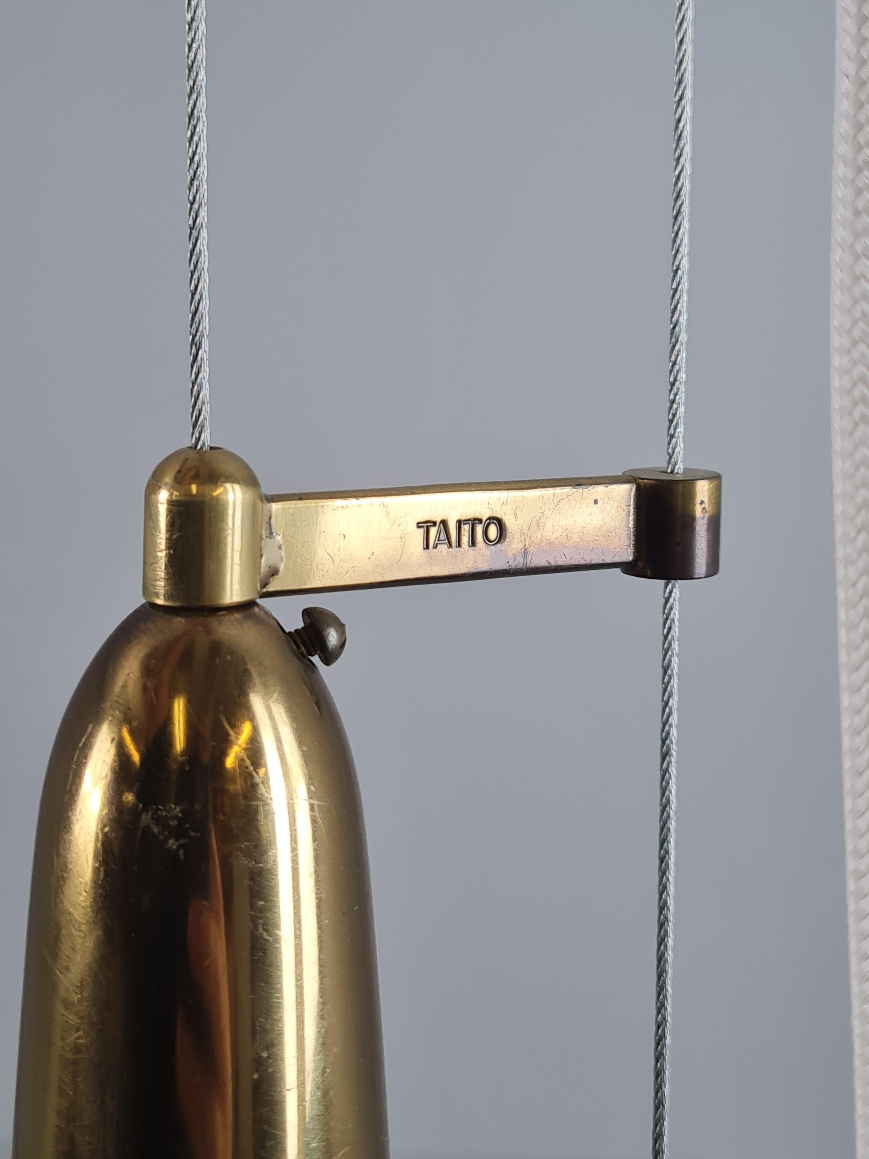 Lampada da soffitto regolabile in ottone Paavo Tynell Modello 1965, Taito 1950s in vendita 6