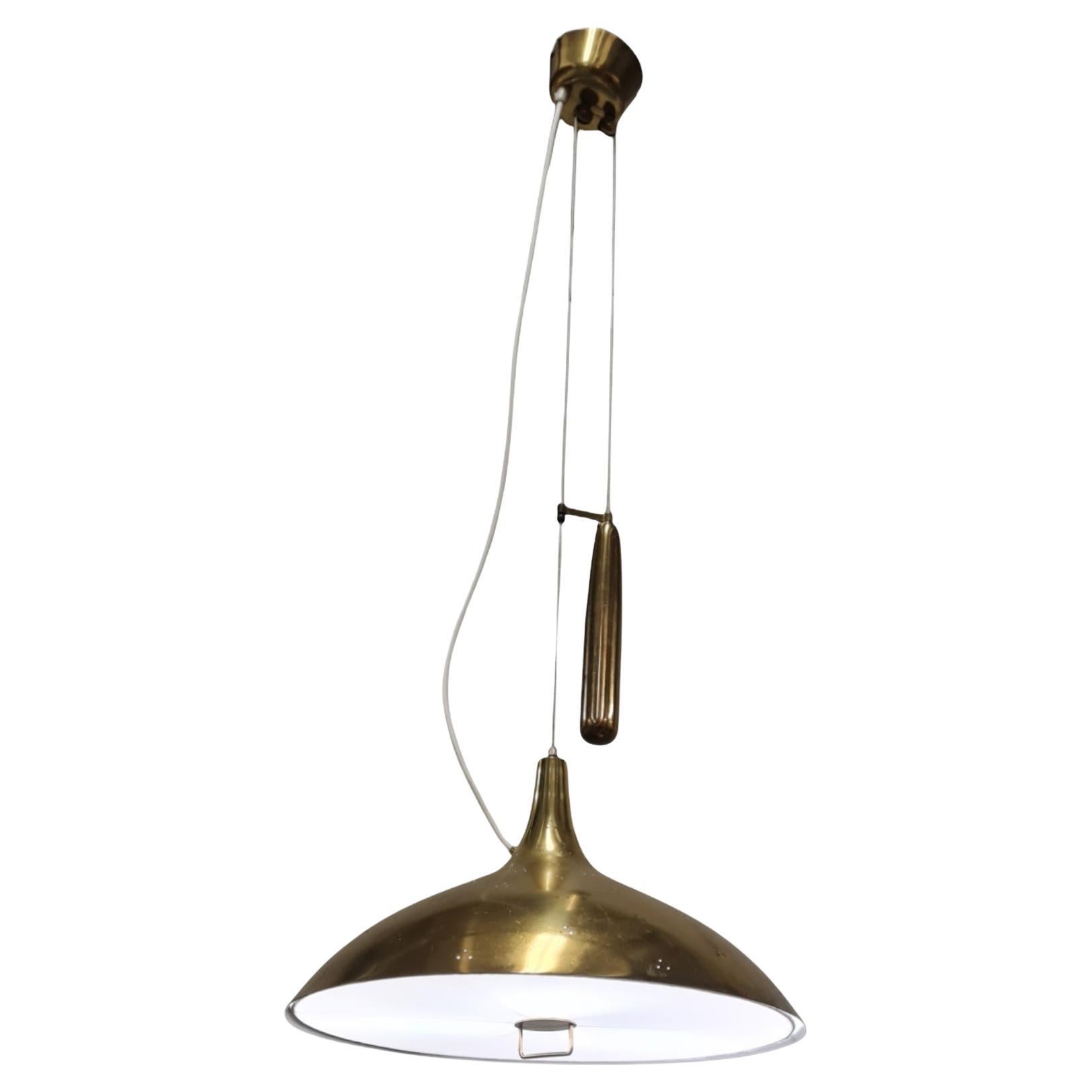 Paavo Tynell Brass Perfortated Adjustable Ceiling Lamp Model 1965, Taito 1950s