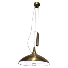Paavo Tynell Brass Perfortated Adjustable Ceiling Lamp Model 1965, Taito 1950s