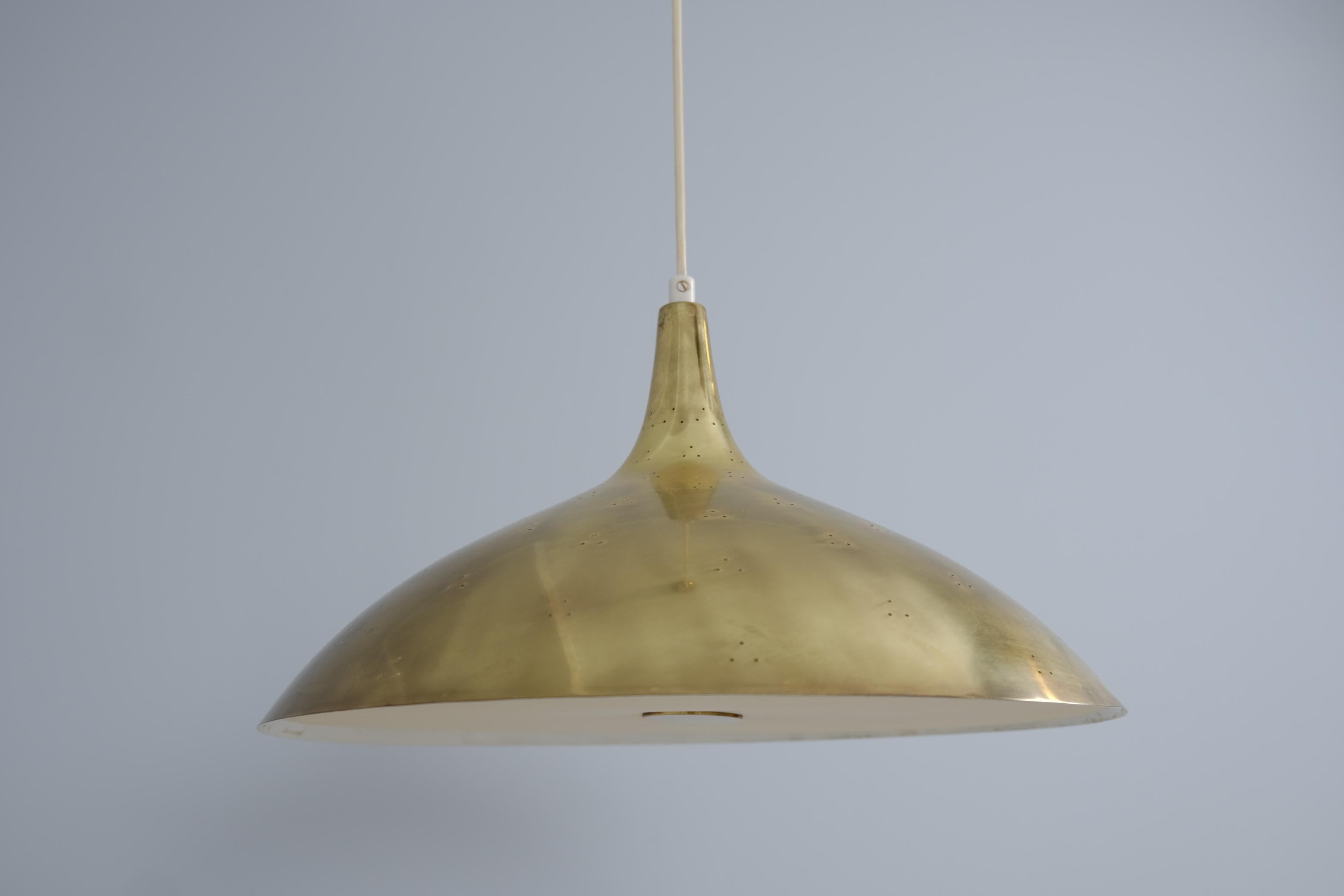 Paavo Tynell Brass Perfortated Ceiling Lamp Model 1965, Idman 1950s For Sale 4