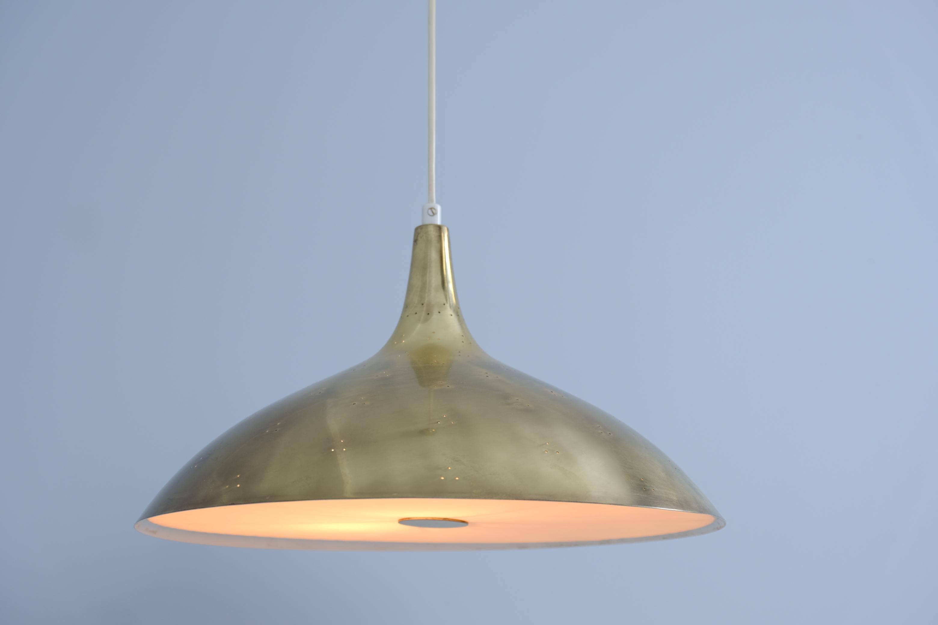 Mid-Century Modern Paavo Tynell Brass Perfortated Ceiling Lamp Model 1965, Idman 1950s For Sale