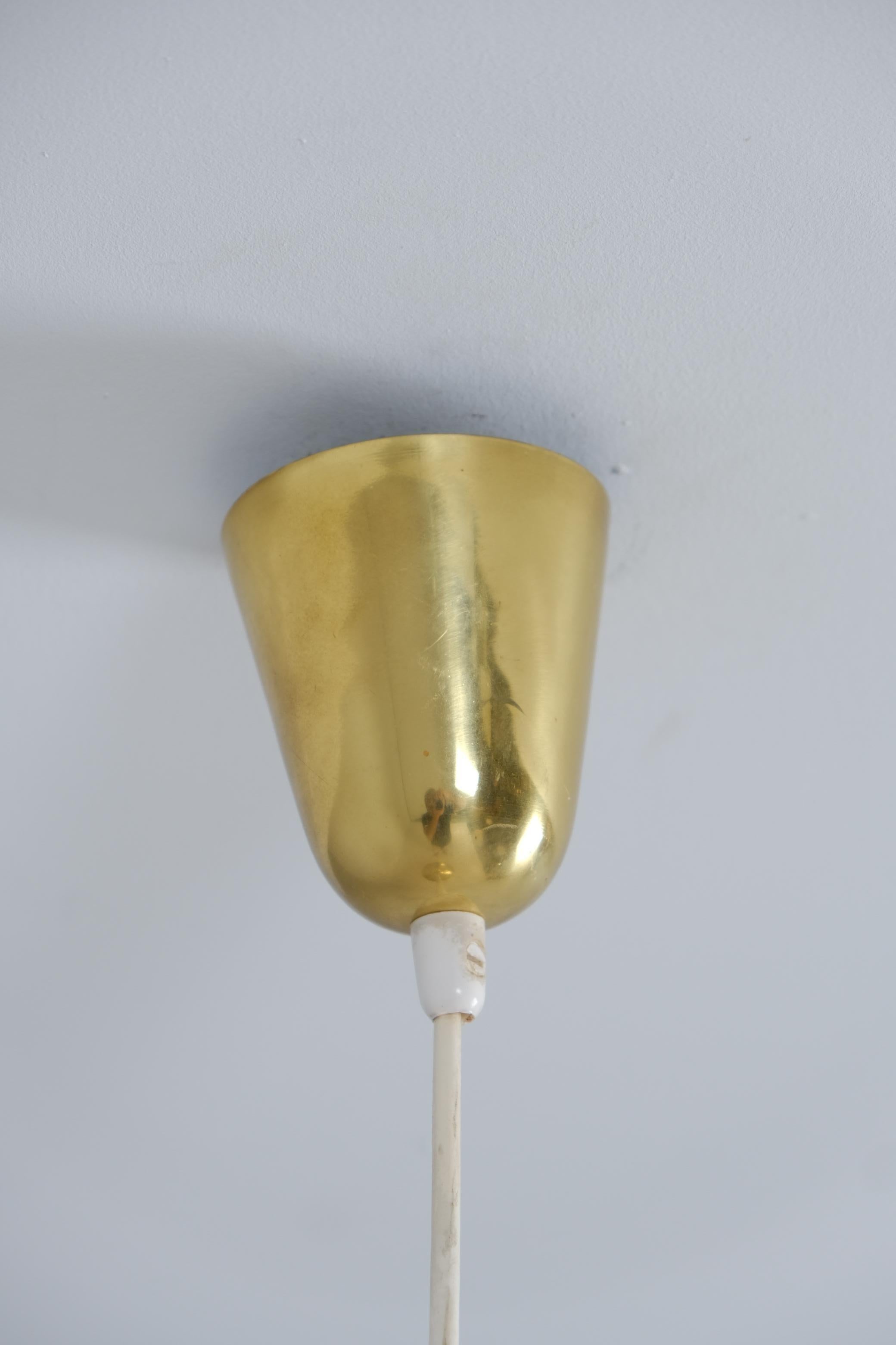Mid-20th Century Paavo Tynell Brass Perfortated Ceiling Lamp Model 1965, Idman 1950s For Sale