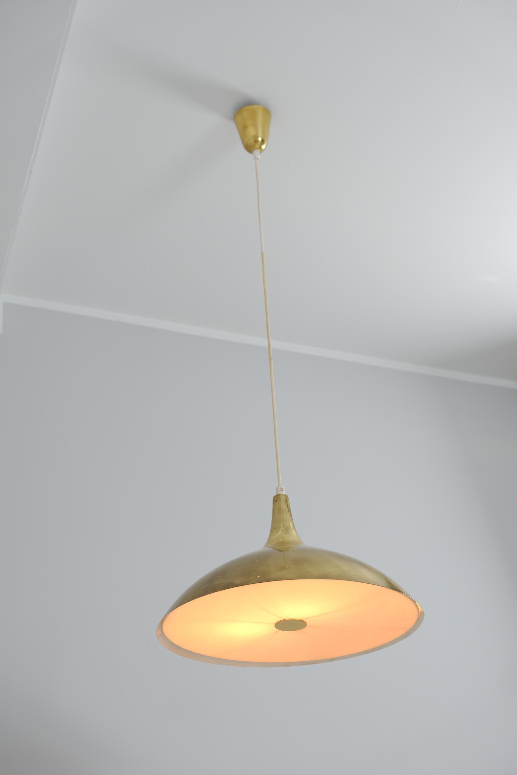 Paavo Tynell Brass Perfortated Ceiling Lamp Model 1965, Idman 1950s For Sale 2