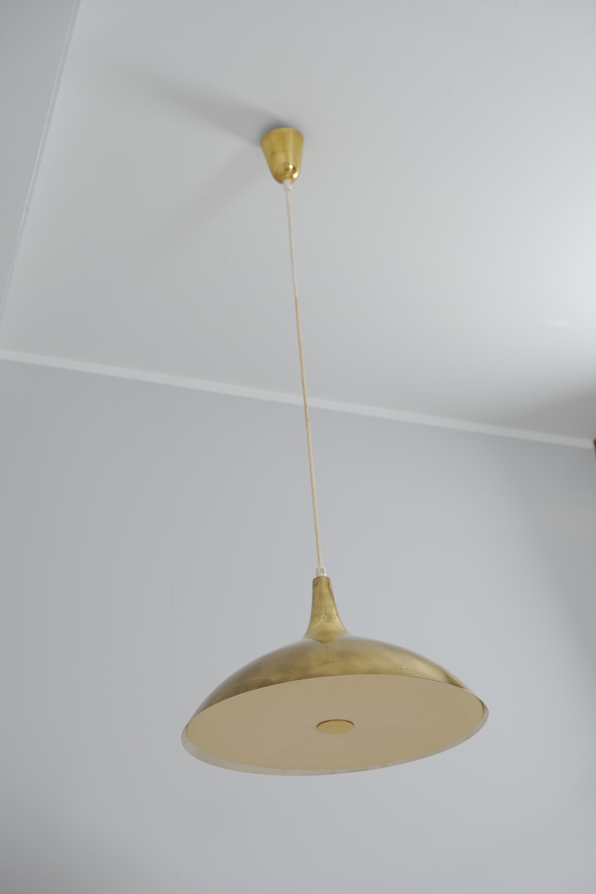 Paavo Tynell Brass Perfortated Ceiling Lamp Model 1965, Idman 1950s For Sale 3