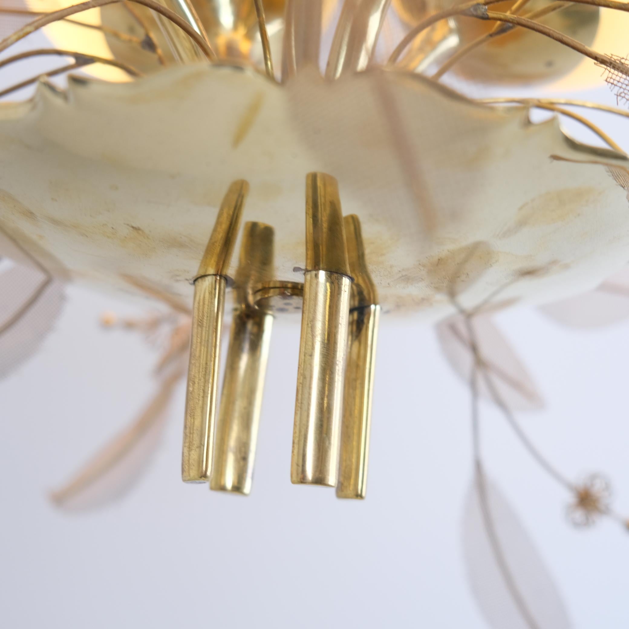 Paavo Tynell Lustre Bouquet de mariée Modèle 9029/4, laiton et verre, Taito années 1950 en vente 2