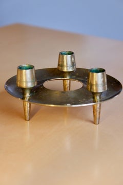 Paavo Tynell Candelabra for Taito circa 1950 in Solid Brass