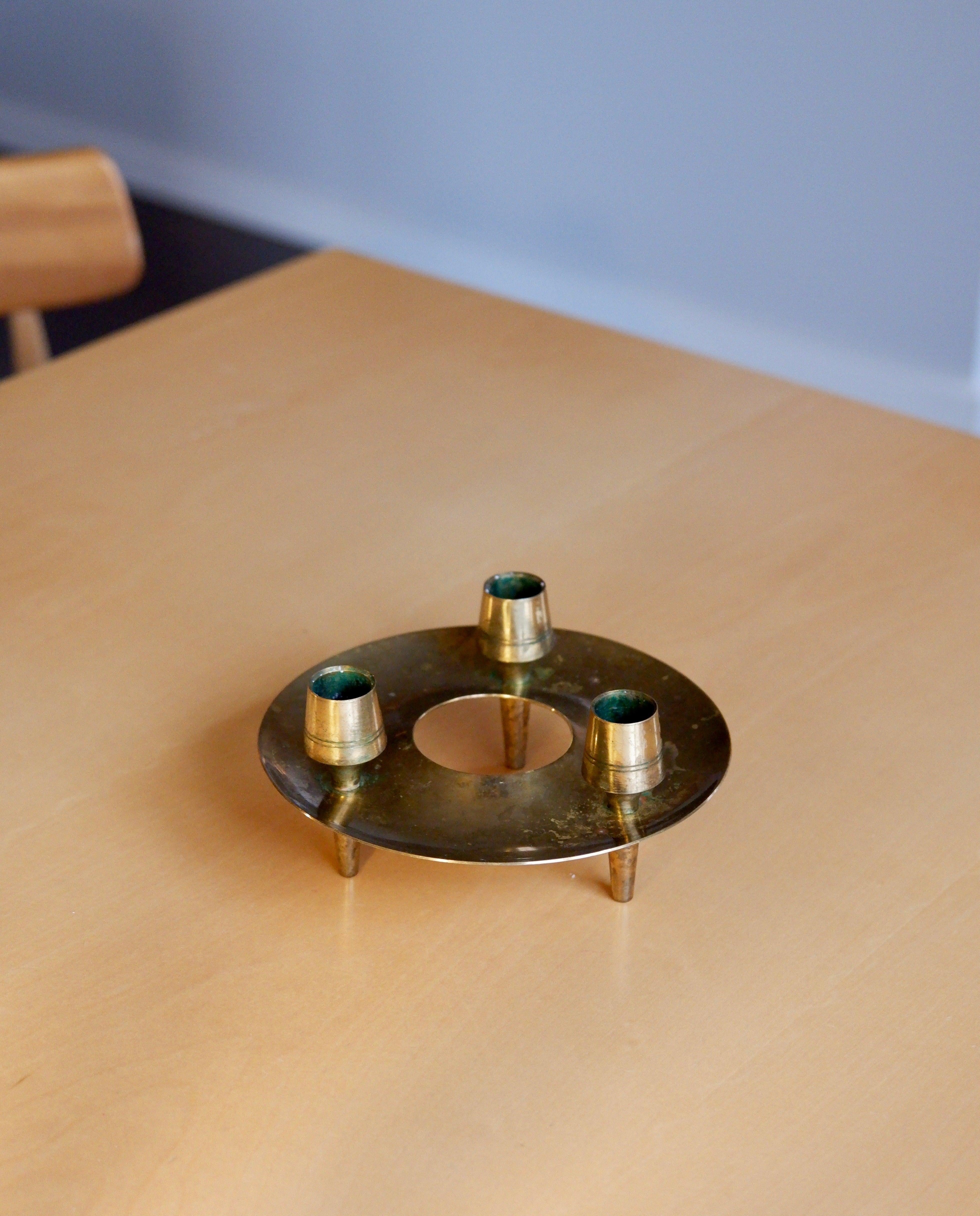 Paavo Tynell Candelabra for Taito circa 1950 in Solid Brass For Sale 3