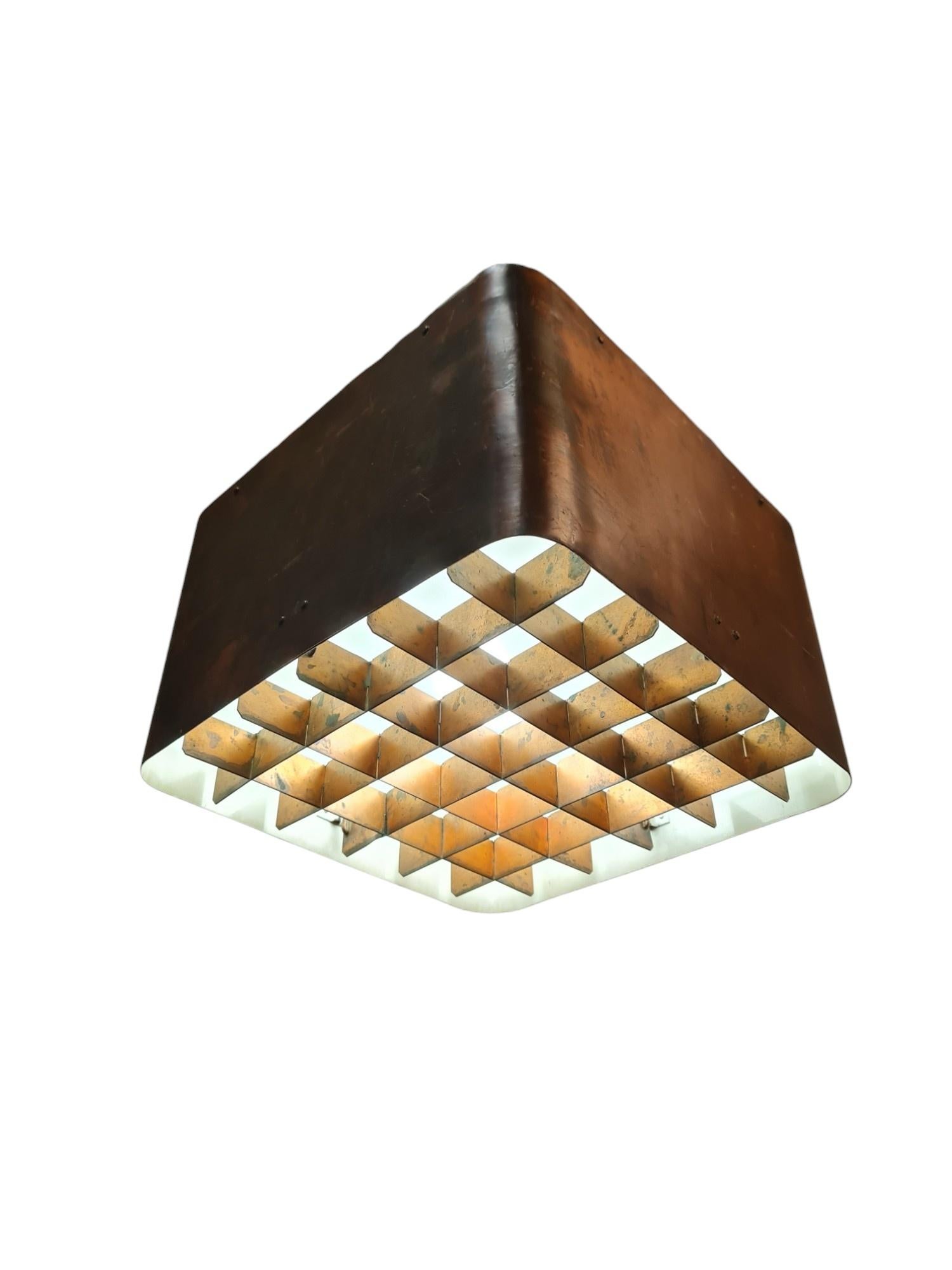 Paavo Tynell Ceiling Lamp 80648 in Copper, Idman 1950s For Sale 3