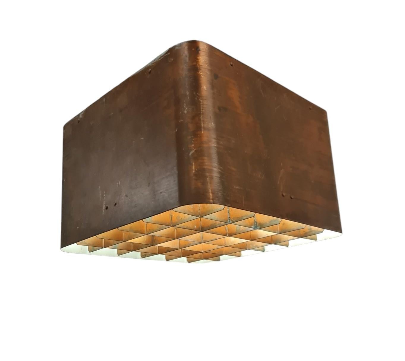 Metal Paavo Tynell Ceiling Lamp 80648 in Copper, Idman 1950s For Sale