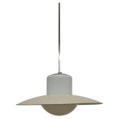 Paavo Tynell Ceiling Lamp, Chromed Metal, Painted Shade, & Opaline Glass, 1950s