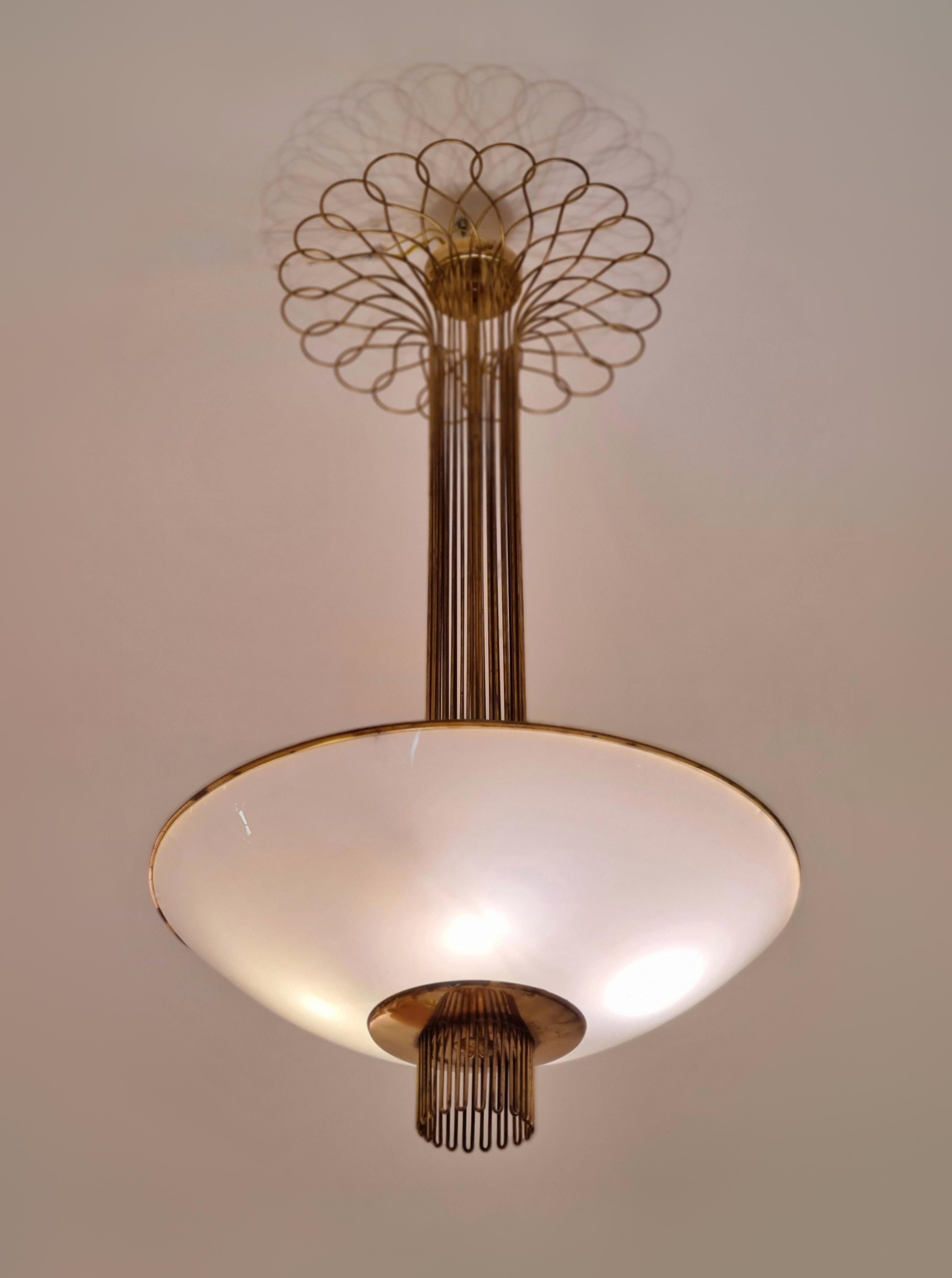 Scandinavian Modern Paavo Tynell Ceiling Lamp In Brass And Glass