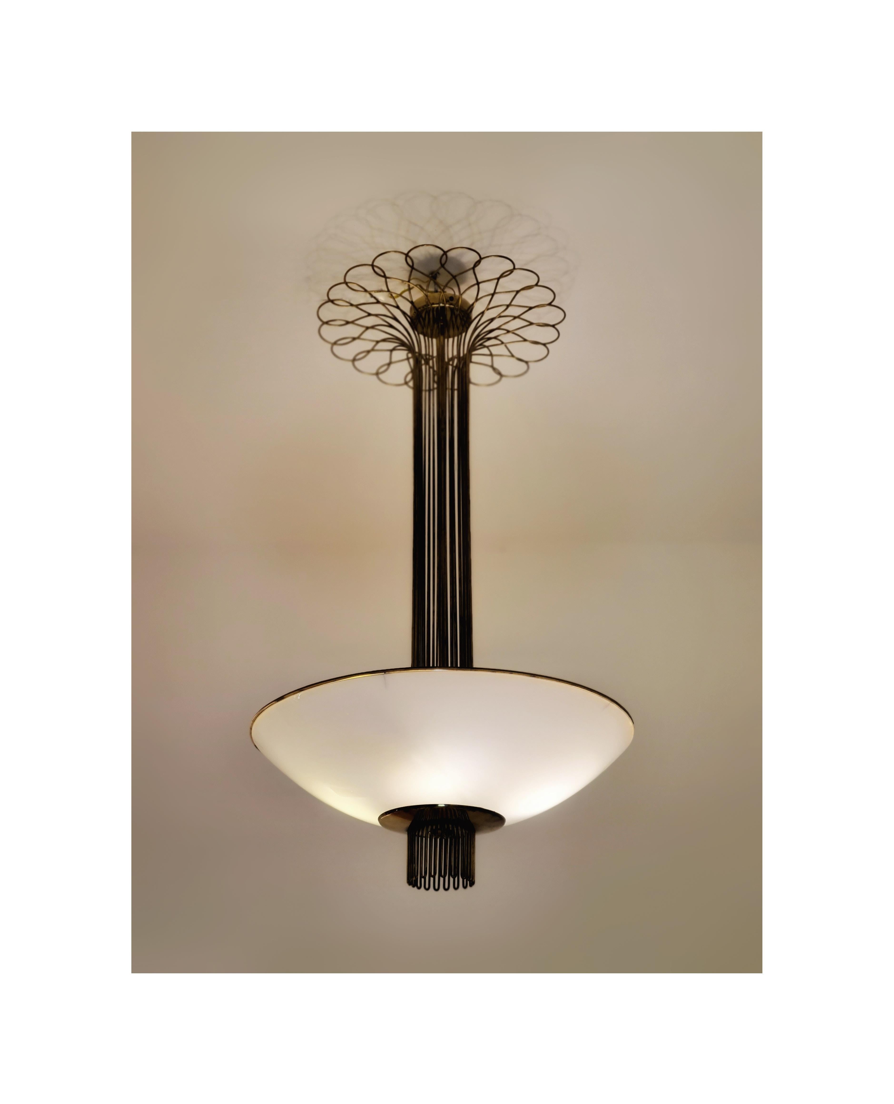 Paavo Tynell Ceiling Lamp In Brass And Glass In Good Condition In Helsinki, FI