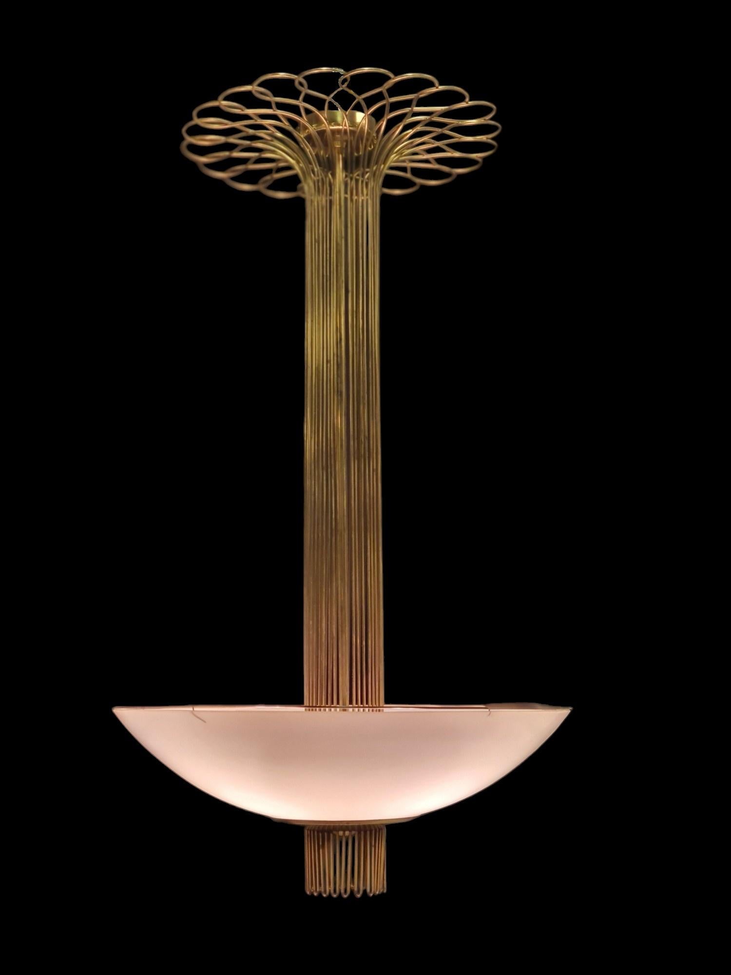 Paavo Tynell Ceiling Lamp In Brass And Glass For Sale 4