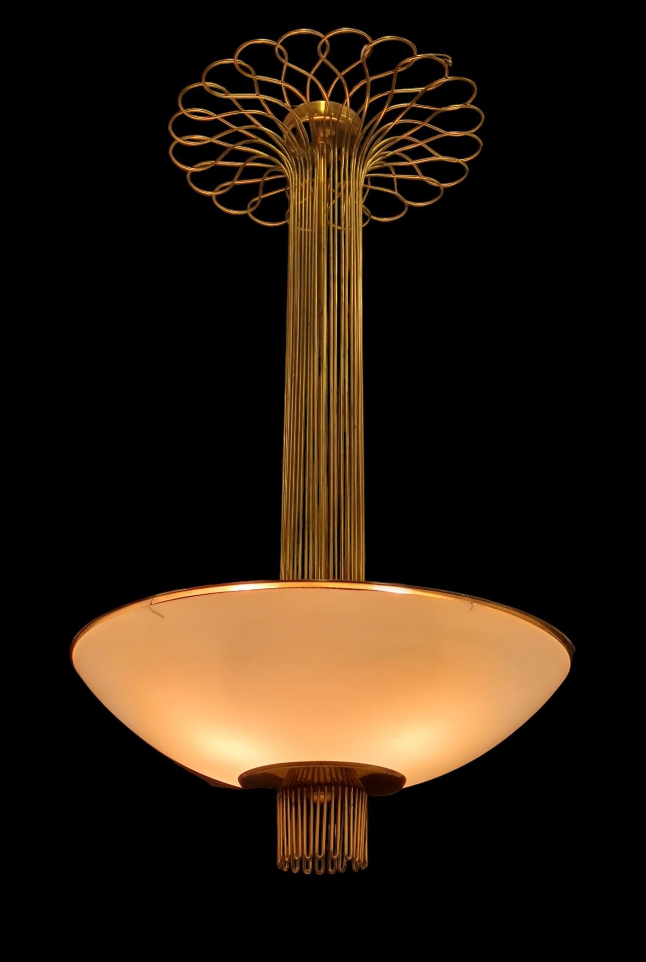 Paavo Tynell Ceiling Lamp In Brass And Glass For Sale 7