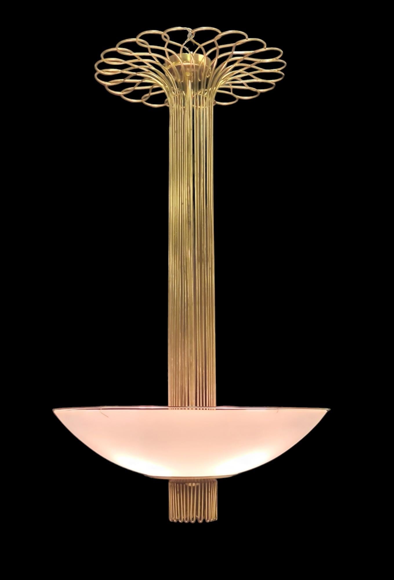 Paavo Tynell Ceiling Lamp In Brass And Glass For Sale 9