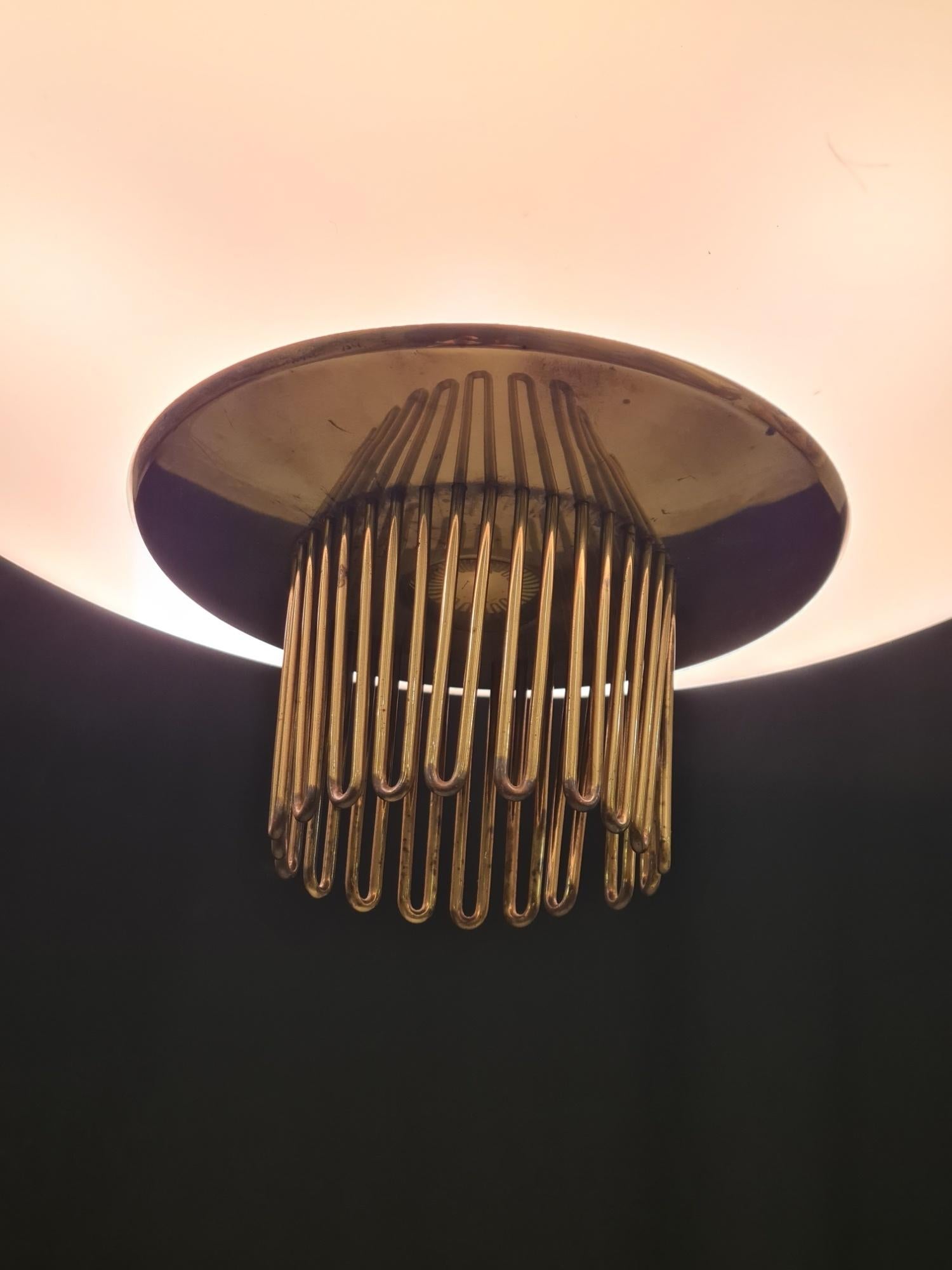 Mid-20th Century Paavo Tynell Ceiling Lamp In Brass And Glass For Sale
