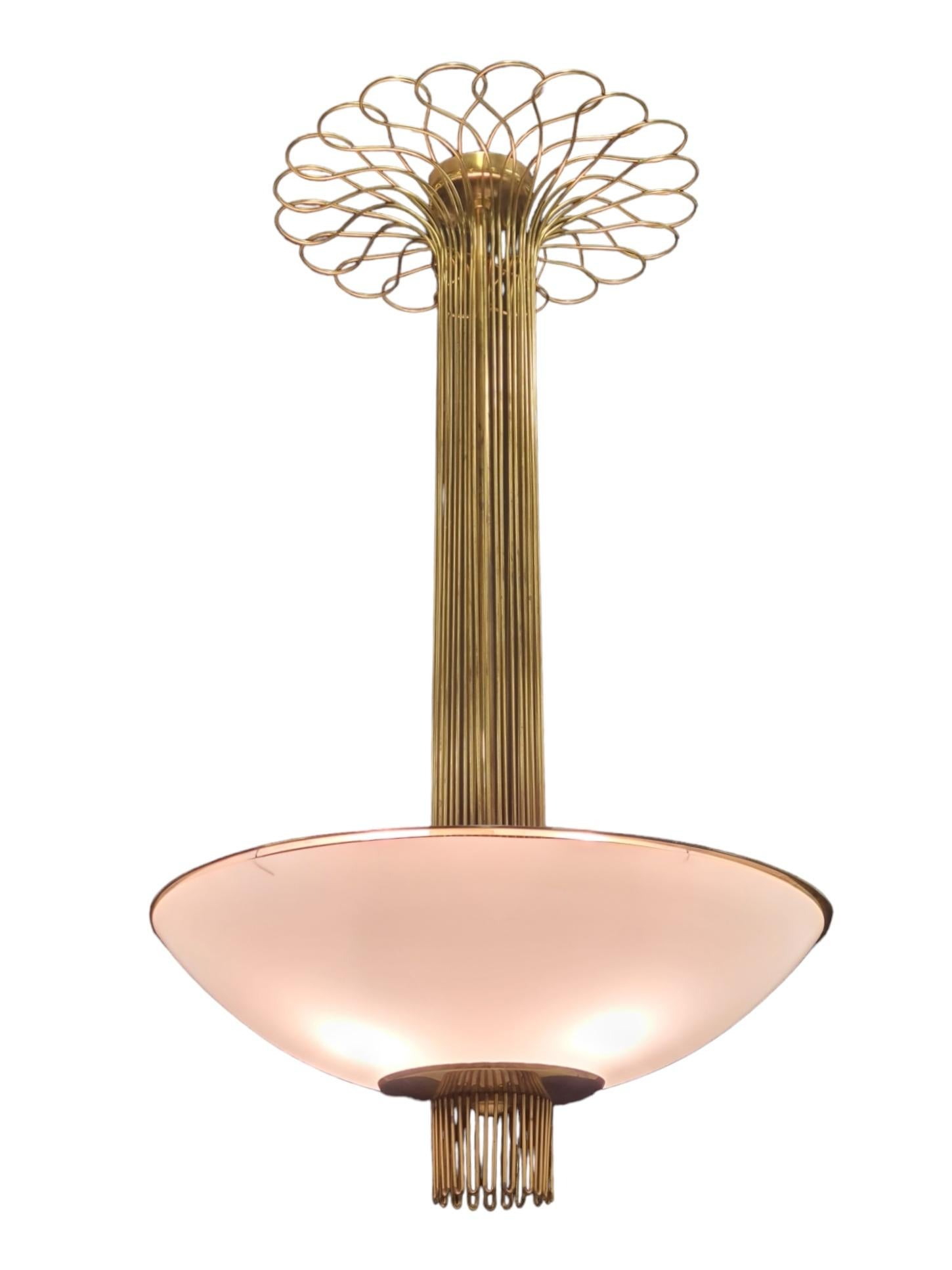 Paavo Tynell Ceiling Lamp In Brass And Glass For Sale 1