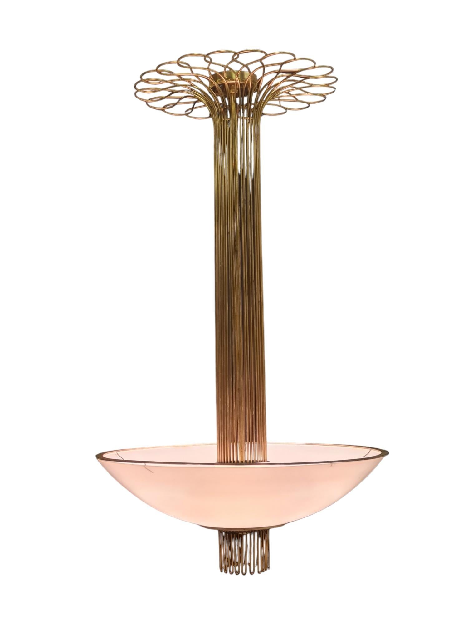 Paavo Tynell Ceiling Lamp In Brass And Glass For Sale 2