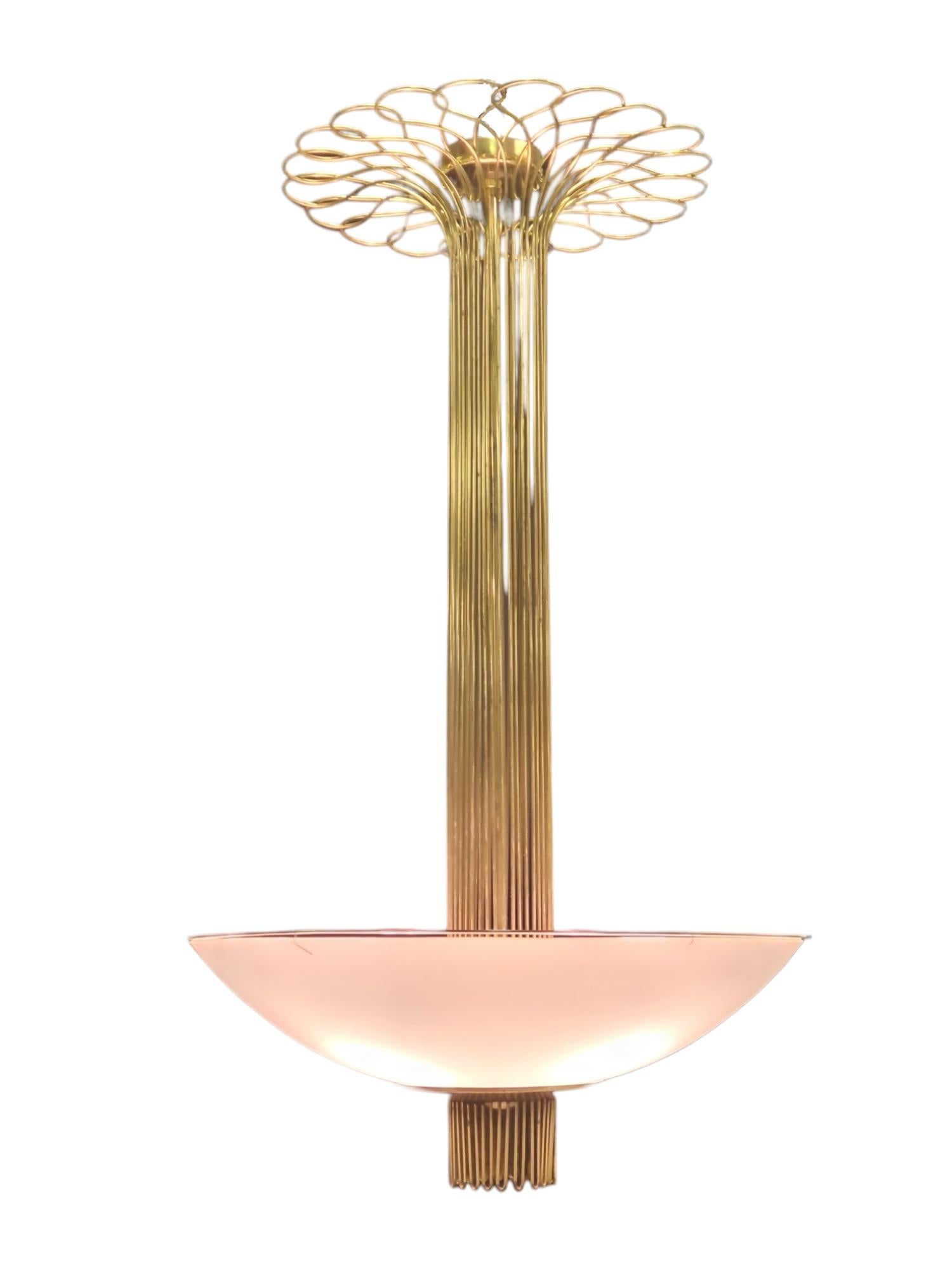 Paavo Tynell Ceiling Lamp In Brass And Glass For Sale 3