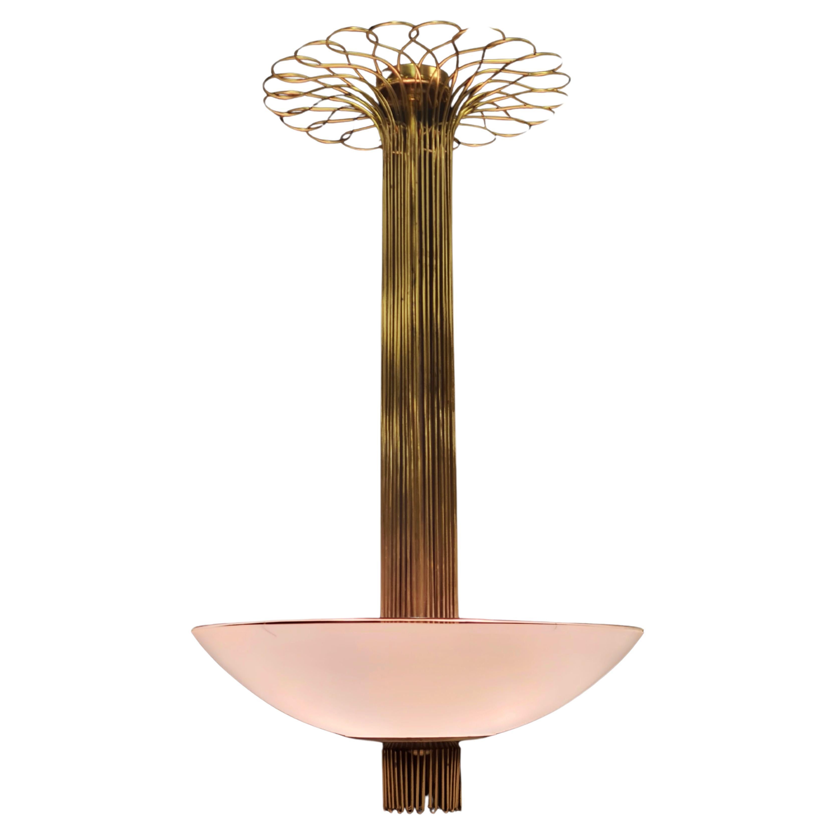 Paavo Tynell Ceiling Lamp In Brass And Glass For Sale