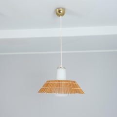 Paavo Tynell Ceiling Lamp in Reed, Brass, & Glass Model K3-262, Idman 1950s