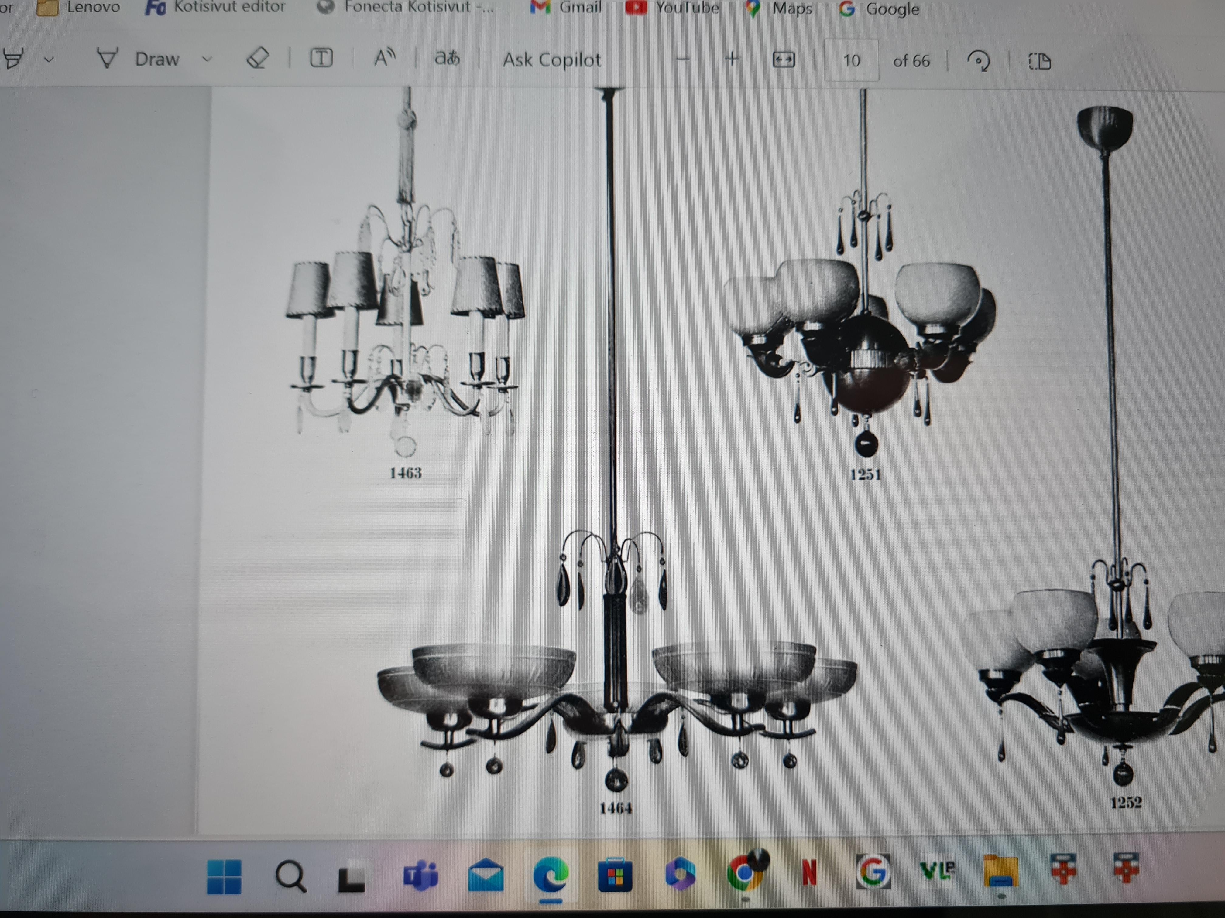 Lampada da soffitto Paavo Tynell modello 1464, vetro, cristalli d'ambra e ottone, Taito 1930 in vendita 7
