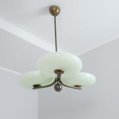 Paavo Tynell Ceiling Lamp Model 1507, Green Glass & Brass, Taito 1930s