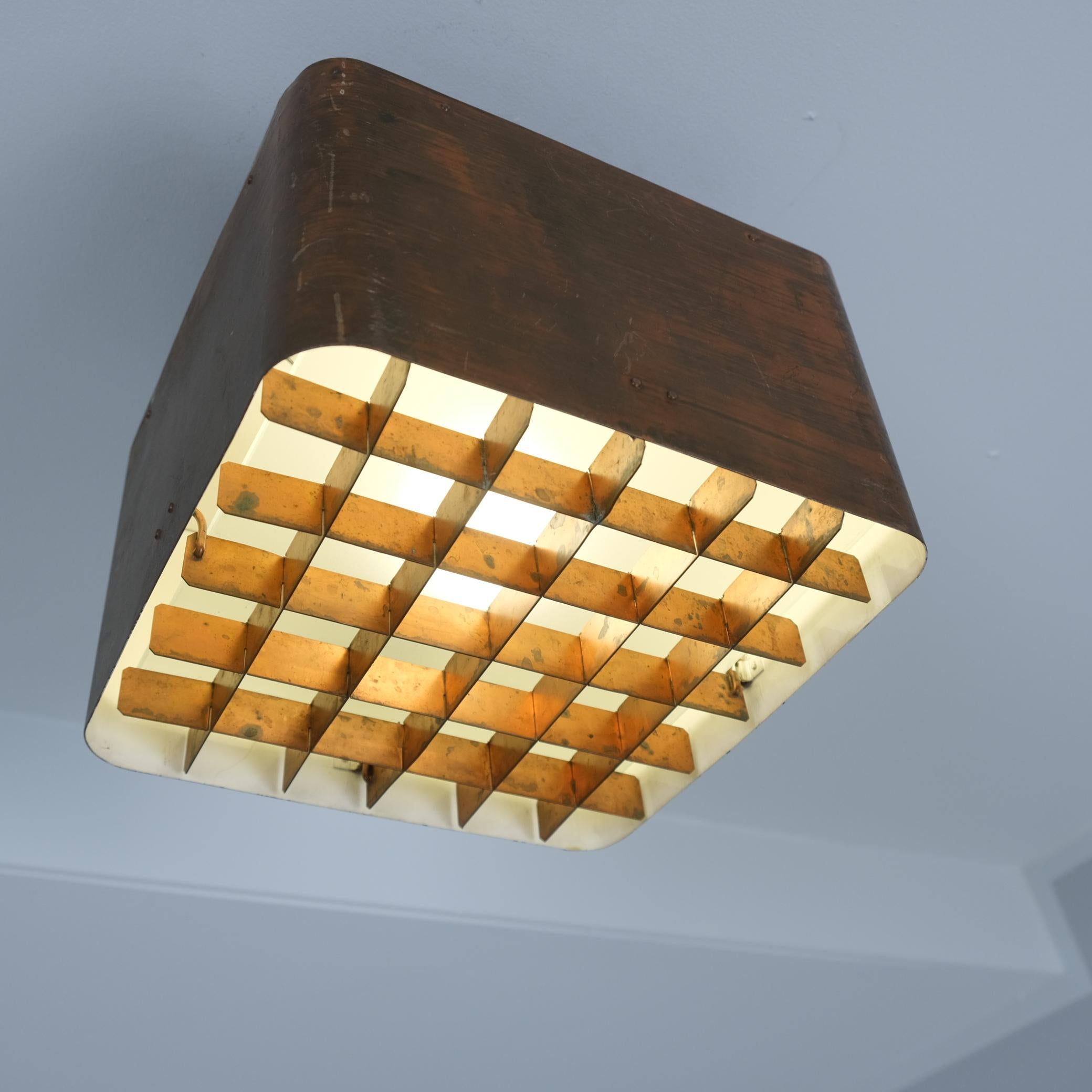 Finlandese Lampada da soffitto Paavo Tynell modello 80648 in rame, Idman anni '50 in vendita