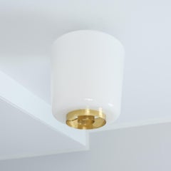Paavo Tynell Ceiling Lamp Model A 2-10 in Brass & Opaline Glass, Idman 1950s