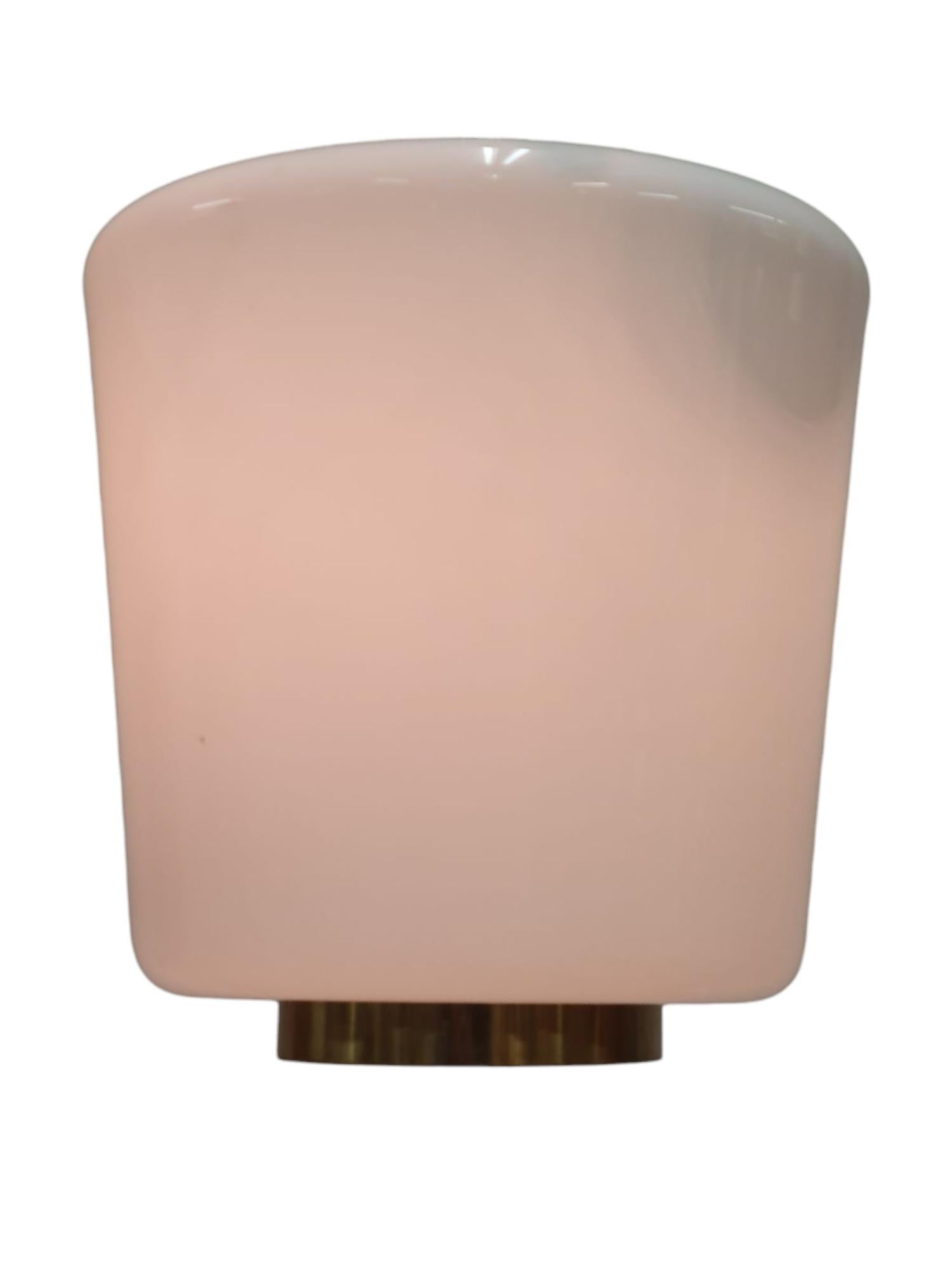 Finnish Paavo Tynell Ceiling Lamp Model A 2-10 in Brass & Opaline Glass, Idman 1950s For Sale