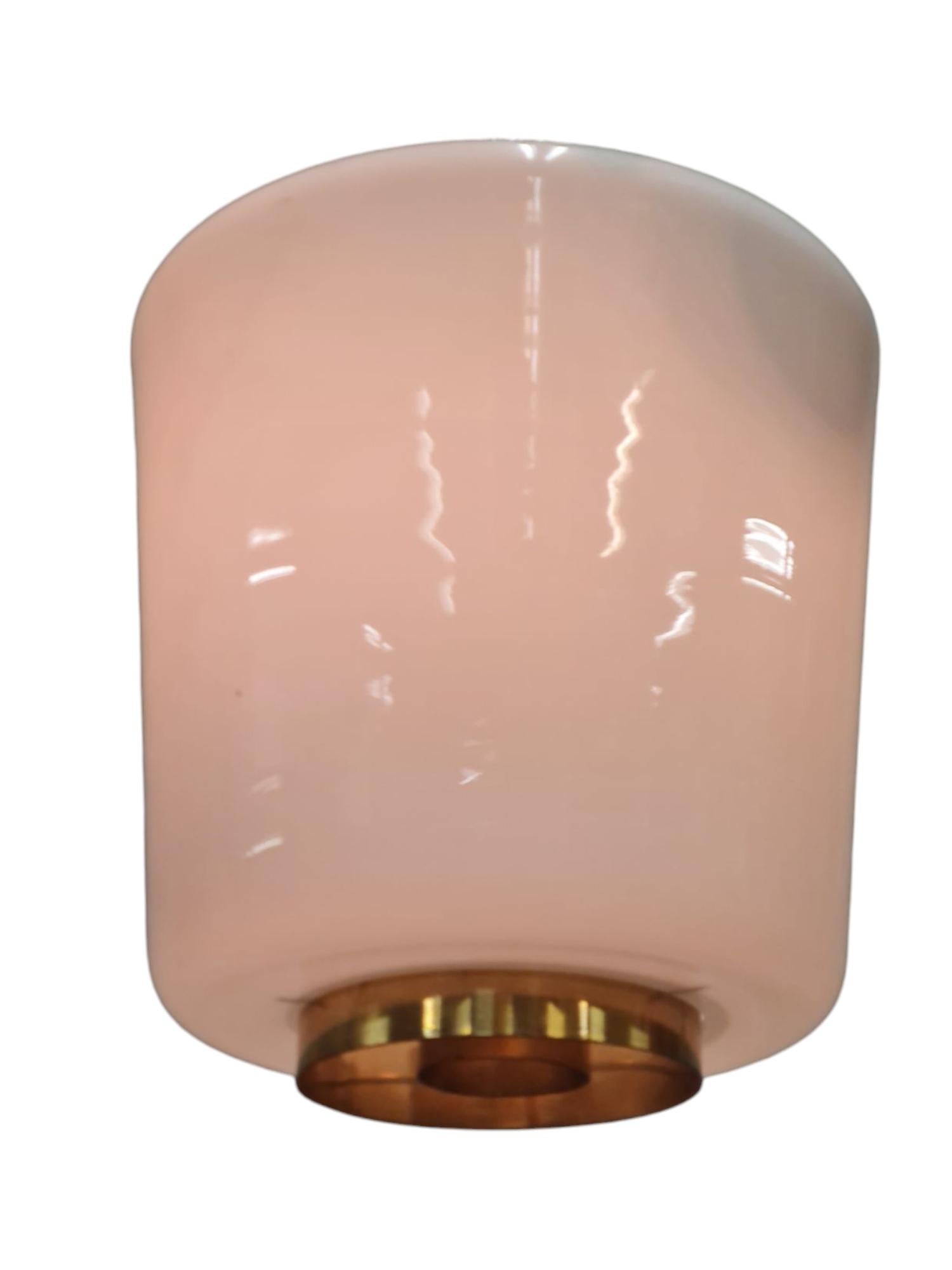 Paavo Tynell Ceiling Lamp Model A 2-10 in Brass & Opaline Glass, Idman 1950s In Good Condition For Sale In Helsinki, FI