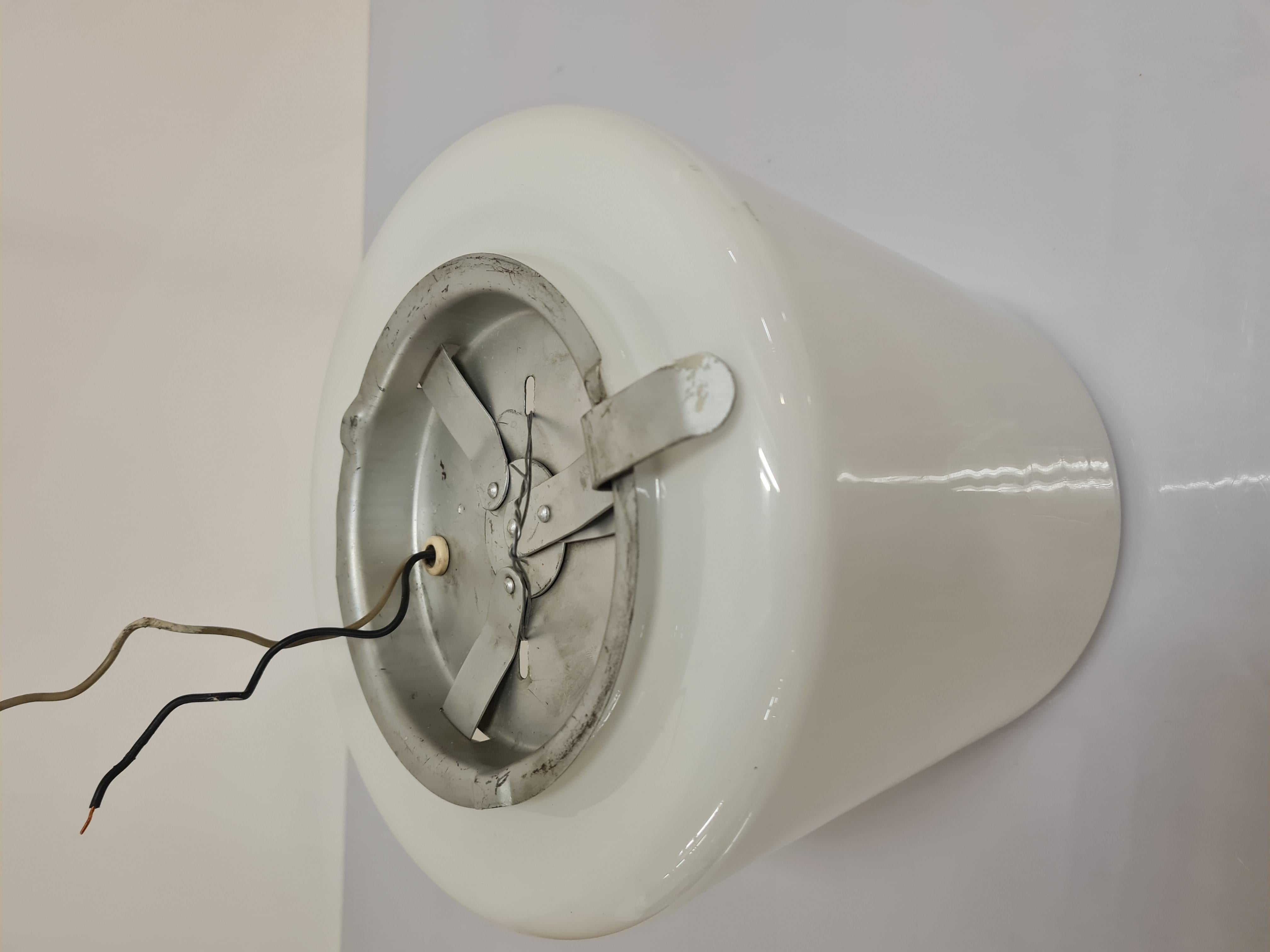 Mid-20th Century Paavo Tynell Ceiling Lamp Model A 2-10 in Brass & Opaline Glass, Idman 1950s For Sale
