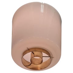 Paavo Tynell Ceiling Lamp Model A 2-10 in Brass & Opaline Glass, Idman 1950s
