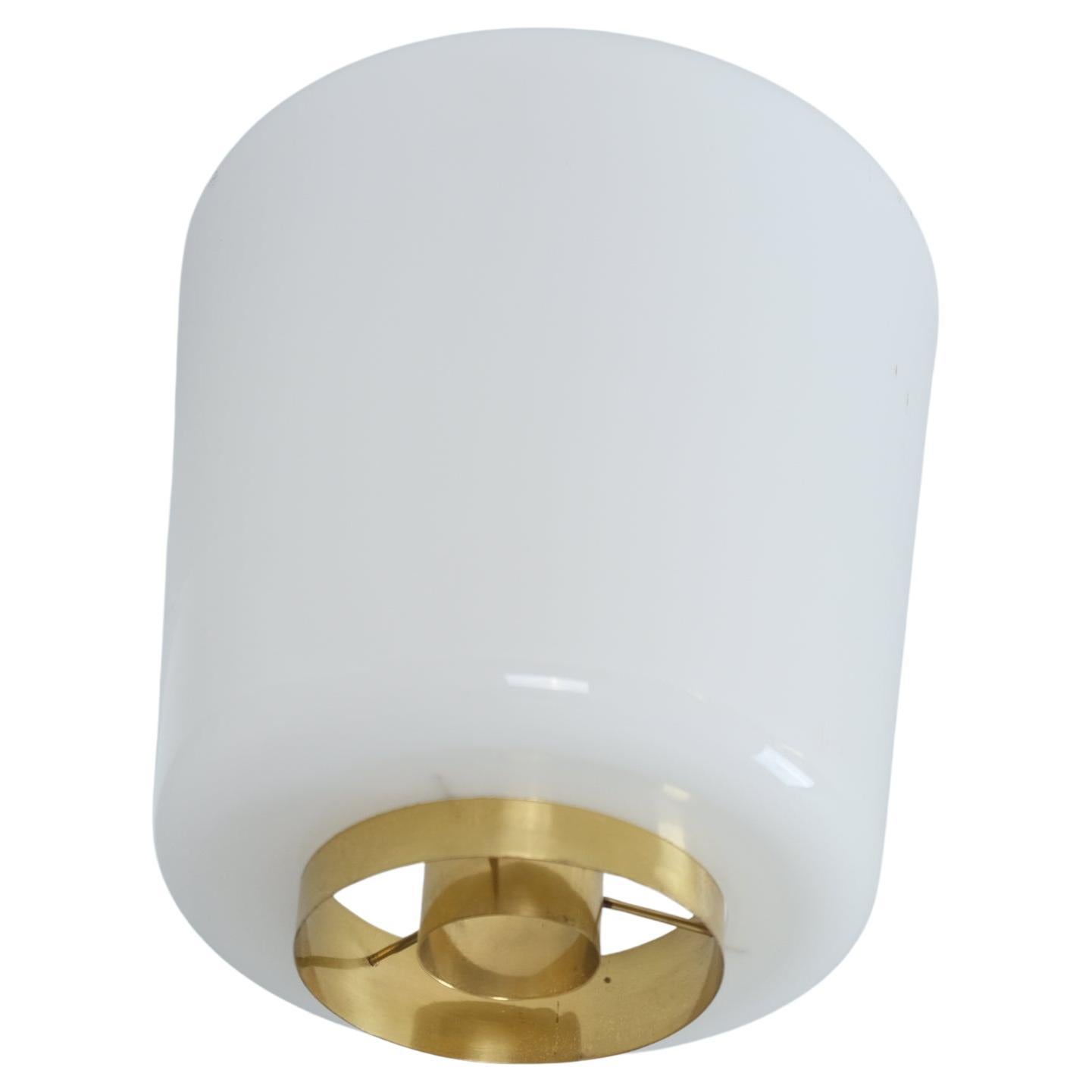 Lampada da soffitto Paavo Tynell Model A 2-10 in ottone e vetro opalino, Idman 1950s