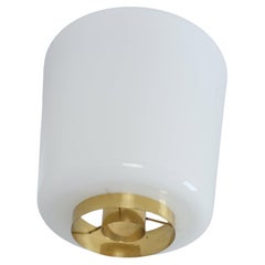 Paavo Tynell Ceiling Lamp Model A 2-10 in Brass & Opaline Glass, Idman 1950s