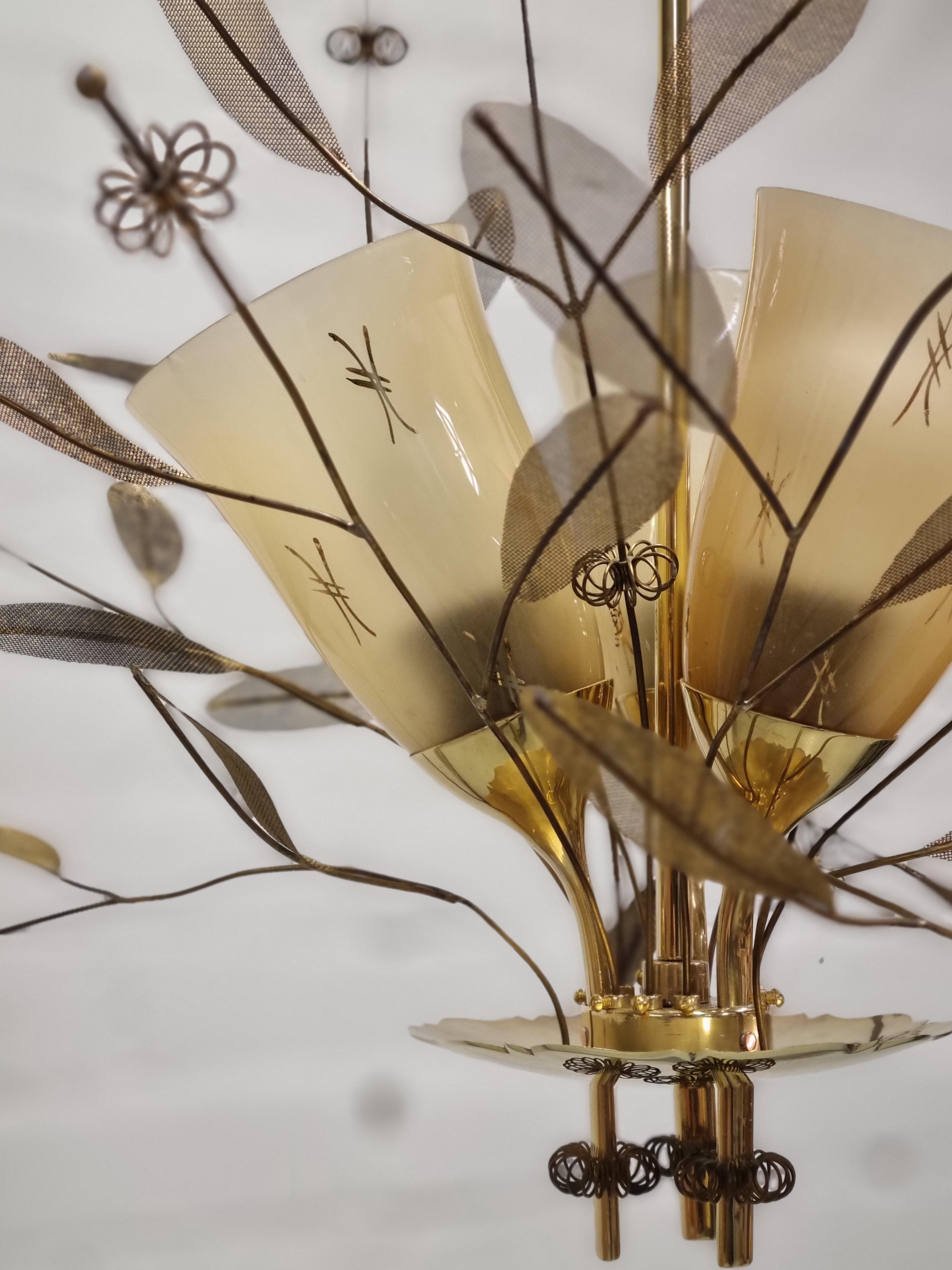 Paavo Tynell Bouquet de mariée Plafonnier 'Morsiuskimppu' 9029, Taito Oy années 1950 Bon état - En vente à Helsinki, FI